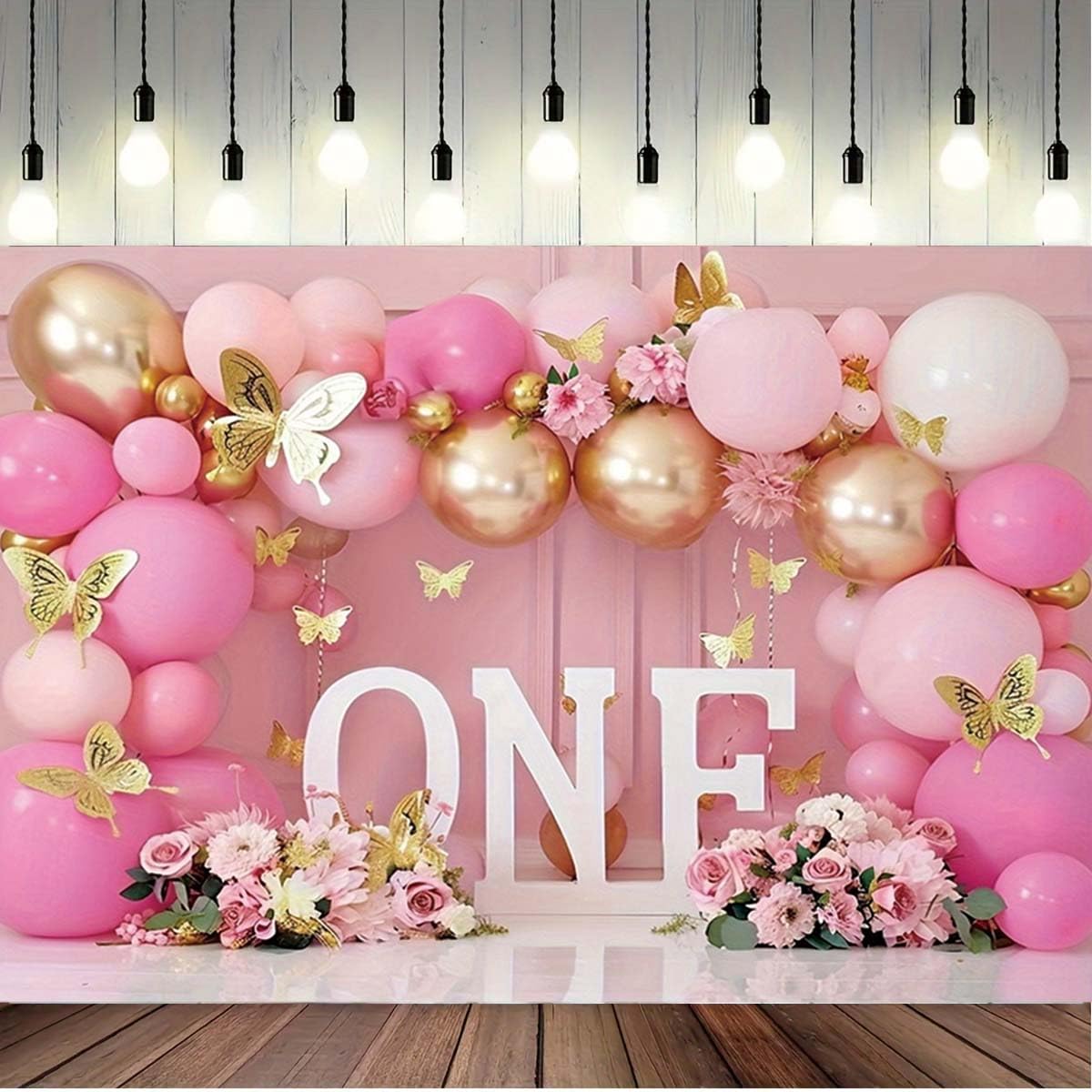 Pink Bear Hot Air Balloon Backdrop Girl Bear Balloons Baby Shower Background Girl 1st Birthday Party Banner Newborn Baby Shower Party Cake Table Decoration Photo Booth Props(Pink, 7x5ft)