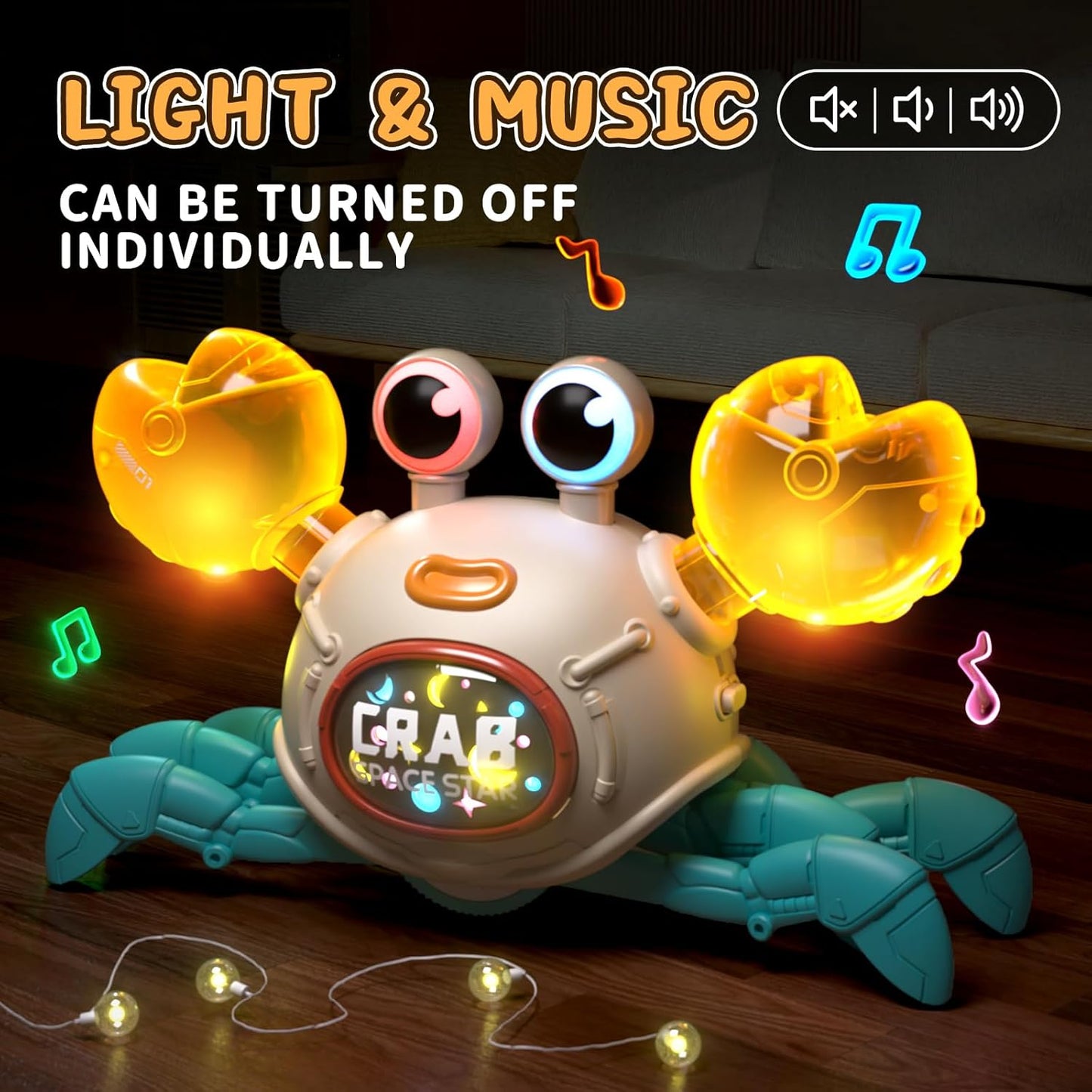 Remote Control Crawling Crab Baby Toy, Dancing Crab with Light & Music, Infant Tummy Time Toys 3 4 5 6 7 8 9 10 11 12 Months Old for Babies, Learning Crawl Walking Toddler Gifts for Boys Girls