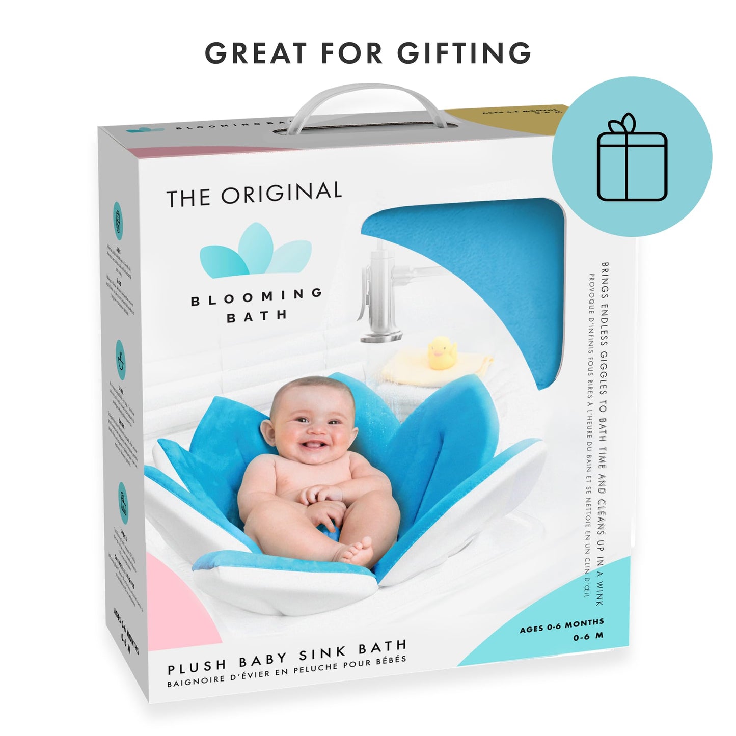 Blooming Bath Baby Bath Seat - Baby Tubs for Newborn Infants to Toddler 0 to 6 Months and Up - Baby Essentials Must Haves - The Original Washer-Safe Flower Seat (Original, Blue)