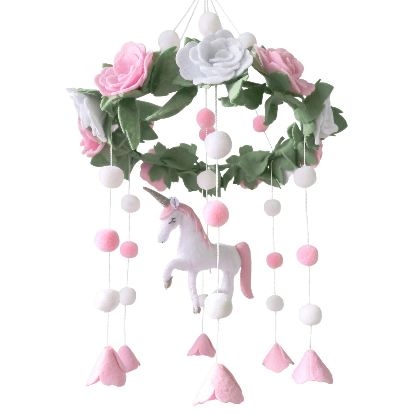 Baby Crib Mobile (Felt Rose) - Baby Shower Gift Nursery Decorations - Handmade Floral Decor for Girls