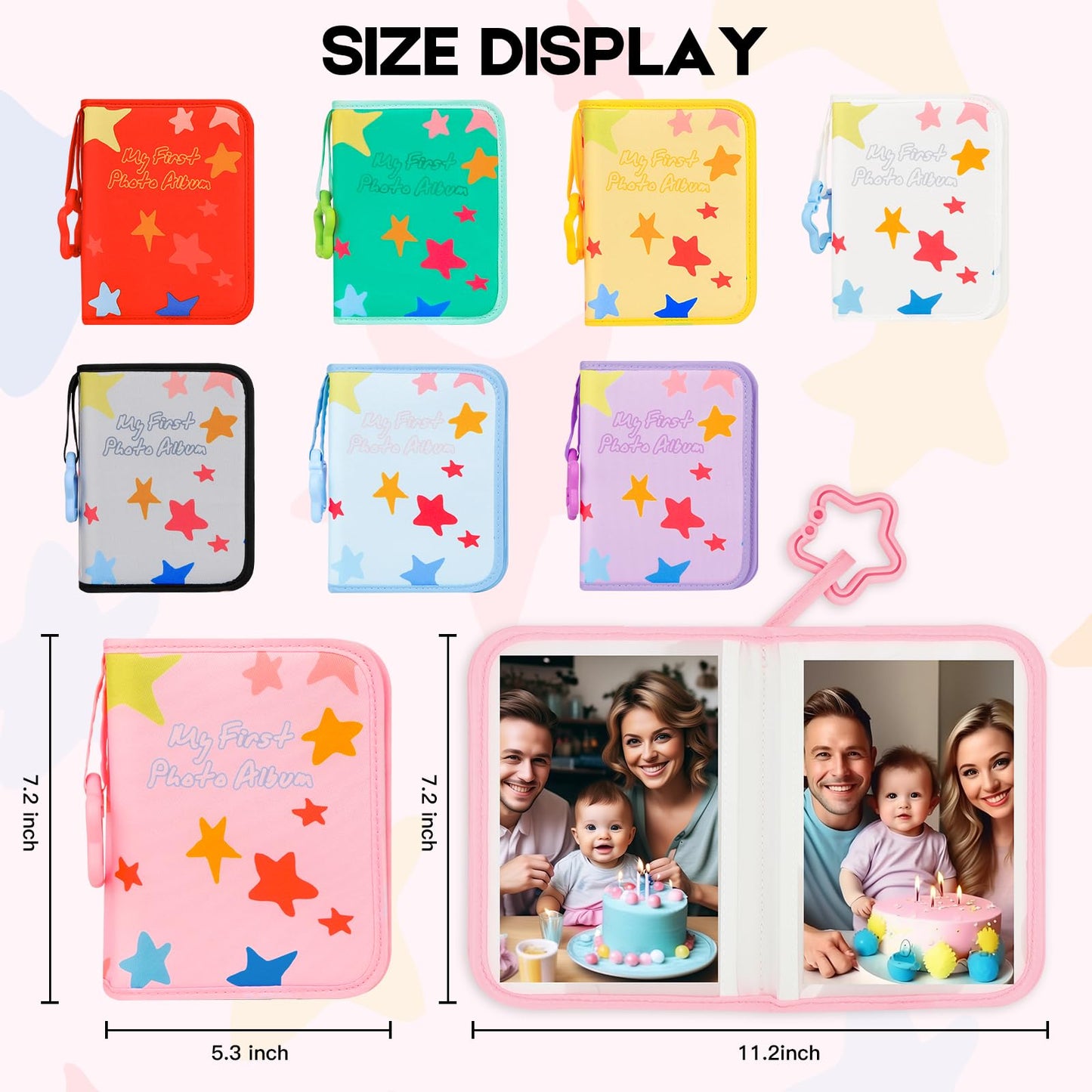 Baby's My First Photo Album for Baby Holds 21 4x6 Photos, Baby Photo Album Soft Cloth Family Book, My First Family Album for 4x6 Baby Shower Kids Toddlers Family Pictures, Toddler Photo Album (Blue)