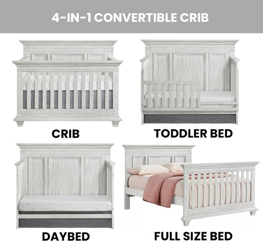 Oxford Baby Weston 4-in-1 Convertible Baby Crib, Dusk Gray, GreenGuard Gold Certified