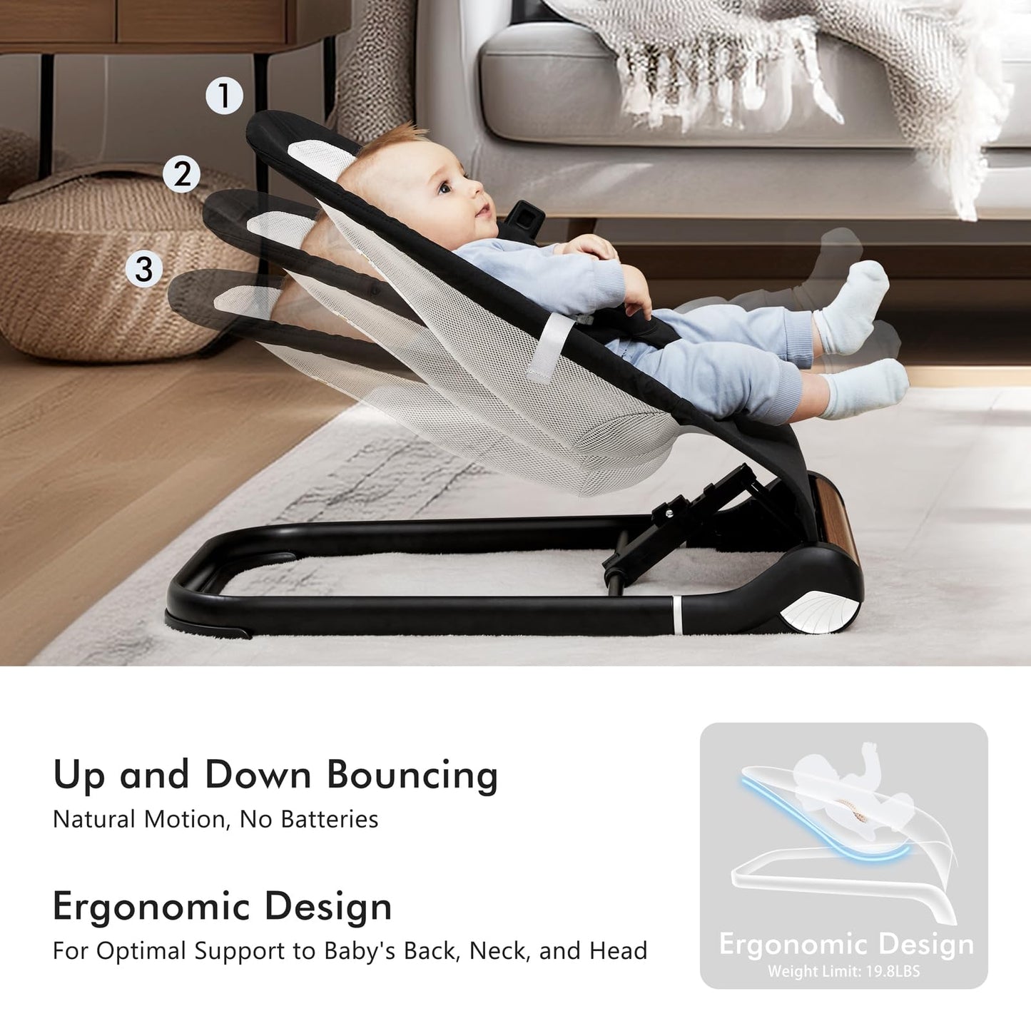 Baby Bouncer Chair - Comfortable Support for Your Little One's Blissful Moments (Normal, Black)