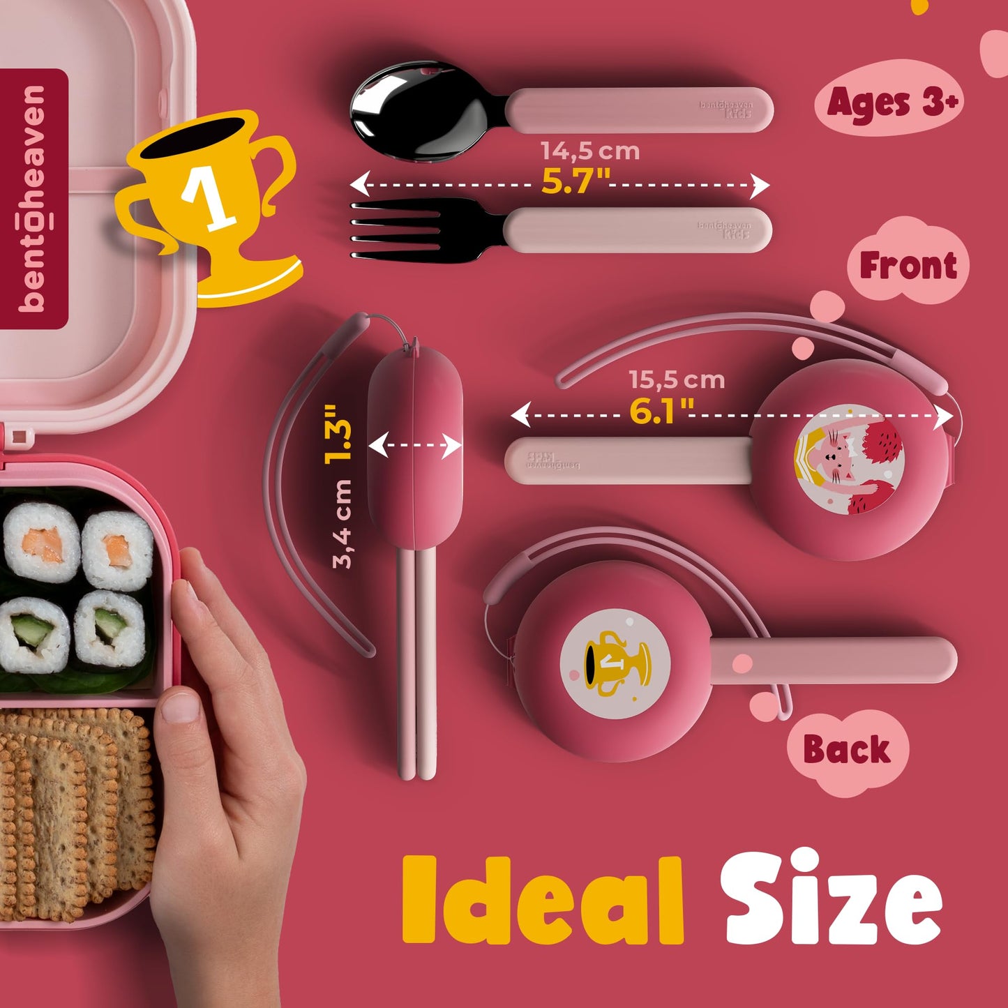 Bentoheaven Kids Travel Utensils with Case, Food-Grade Stainless Steel & BPA-Free Plastic, Travel Cutlery Set, Dishwasher Safe Fork, Spoon & Case, Reusable Flatware, Silverware for Kids (Horse)