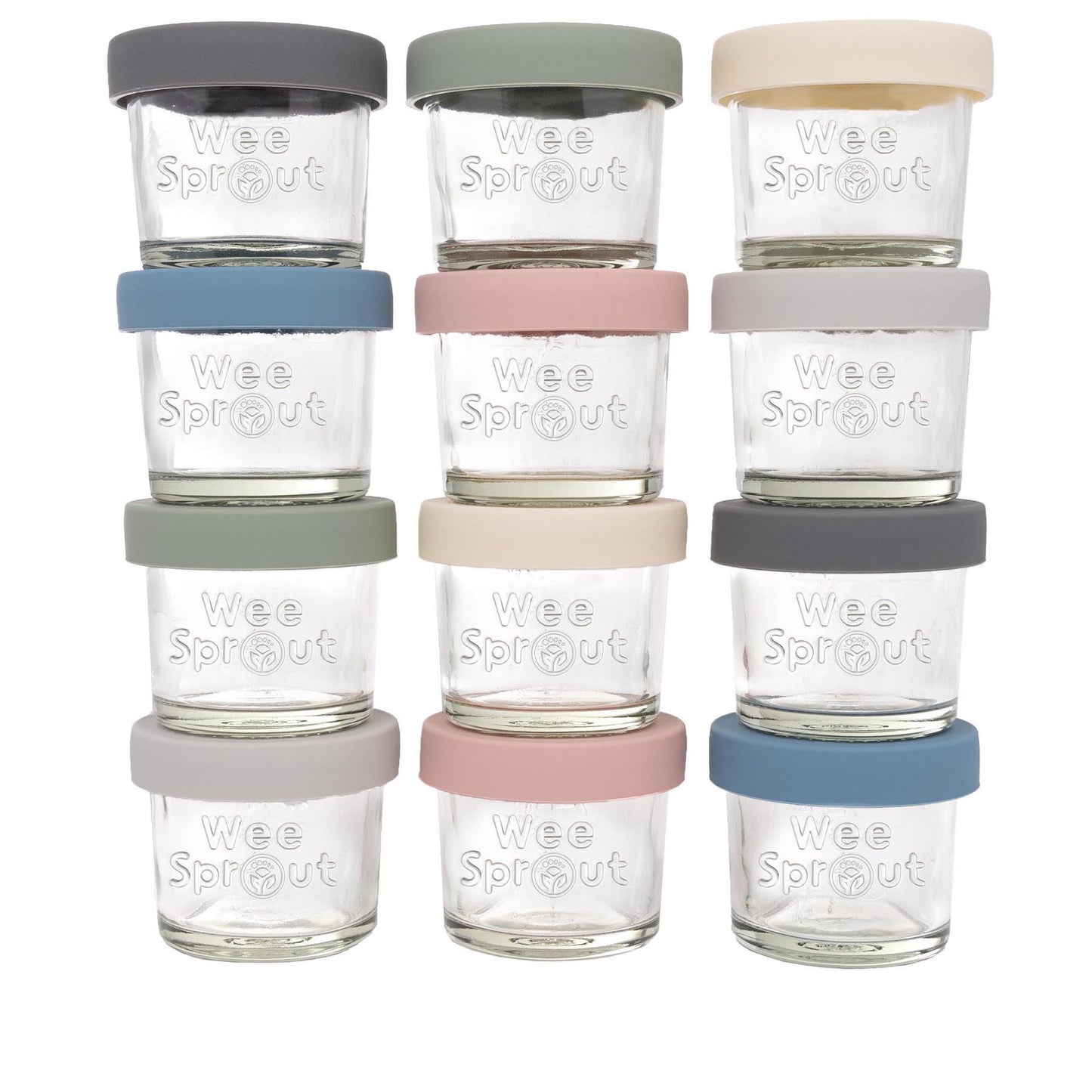 WeeSprout Glass Baby Food Storage Jars w/Lids (8 oz, 8 Pack Set) Snack, Puree, Reusable Small Containers, Breast Milk, Fridge or Freezer, Microwave & Dishwasher Safe, Essential Must Have for Infants
