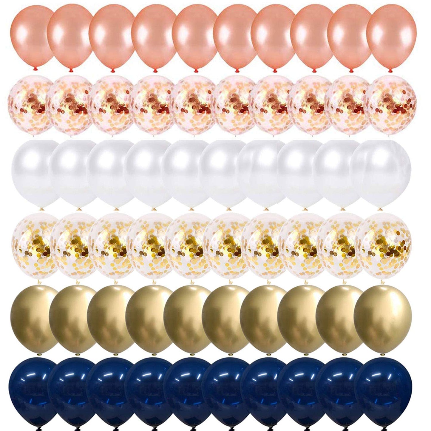 OuMuaMua 62Pcs Pink Gold Confetti Latex Balloons Kit, 12 Inch Pink White Gold Helium Balloons Party Supplies for Confession Proposal Wedding Girl Birthday Baby Shower Party Decoration