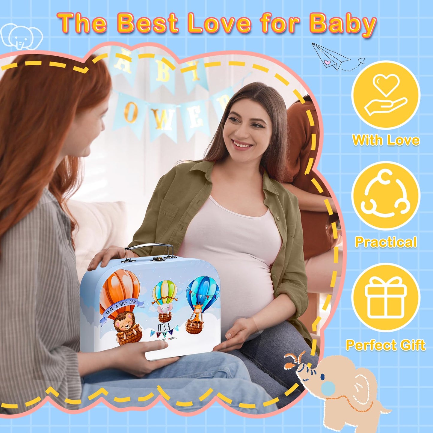 Baby Girl Gift Basket, 8Pcs Baby Girl Gifts Newborn Gift Set, Cute & Practical Baby Girl Newborn Essentials Gift Basket Set, Warm Gifts Newborn Baby Girl Gifts Set, Best Welcome Baby Gift
