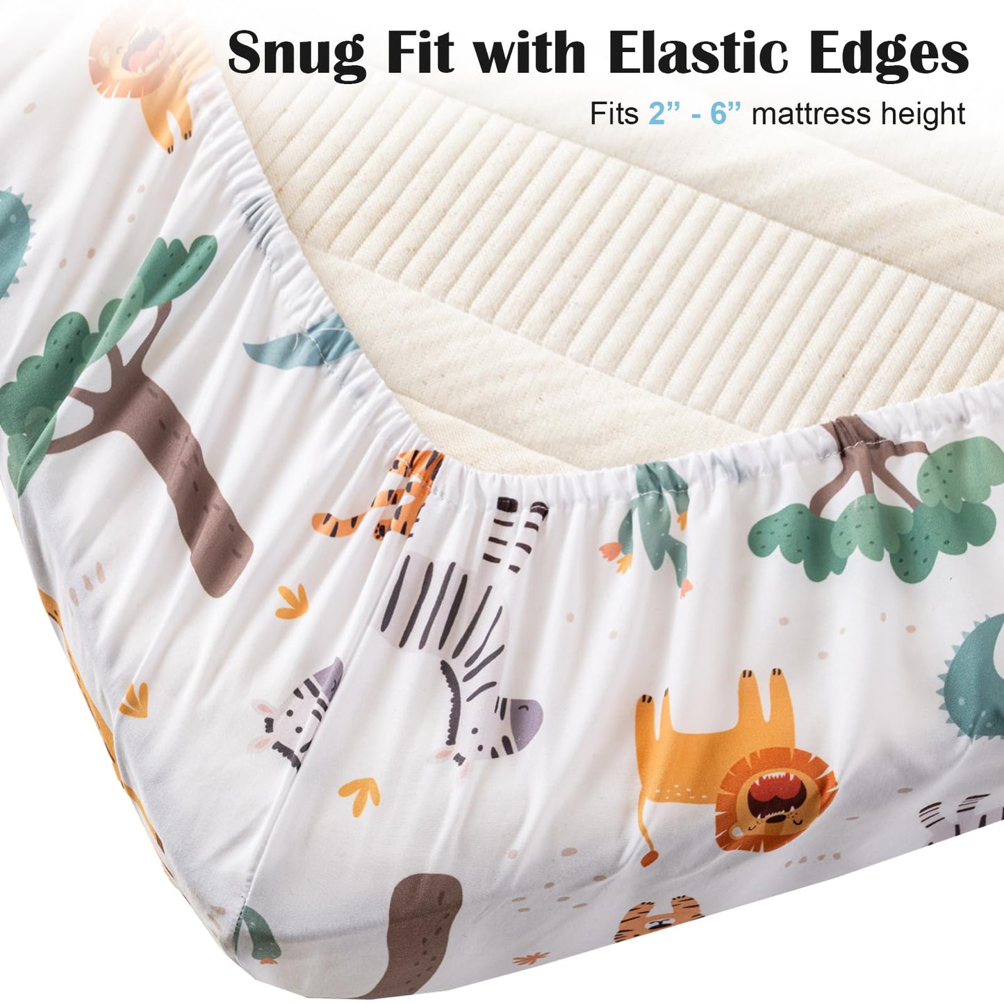 Crib Bedding Set 4 Pieces – Includes Comforter, 2 Fitted Sheets for Easy Changing, Crib Skirt – Soft, Breathable, Machine Washable – Fits Standard Crib Mattress – Baby Nursery Set for Boys & Girls
