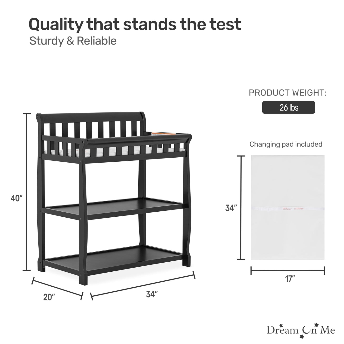 Dream On Me Ashton Changing Table, Natural, 34x20x40 Inch (Pack of 1)