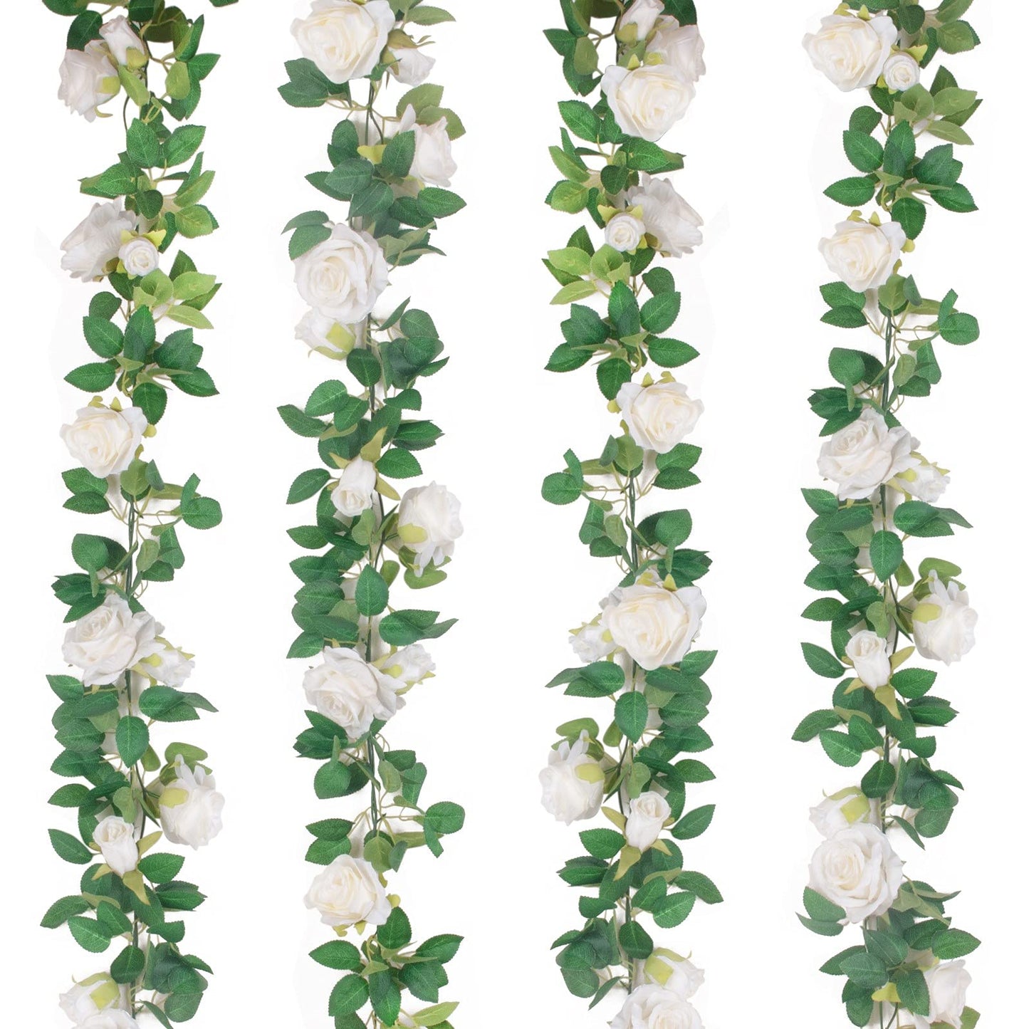 TELDRASSIL 4Pcs(26 FT) Artificial Rose Vine Fake Flower Garland Fake Silk Rose Hanging Vine for Wedding Party Background Arch Garden Background Decoration (Pink)