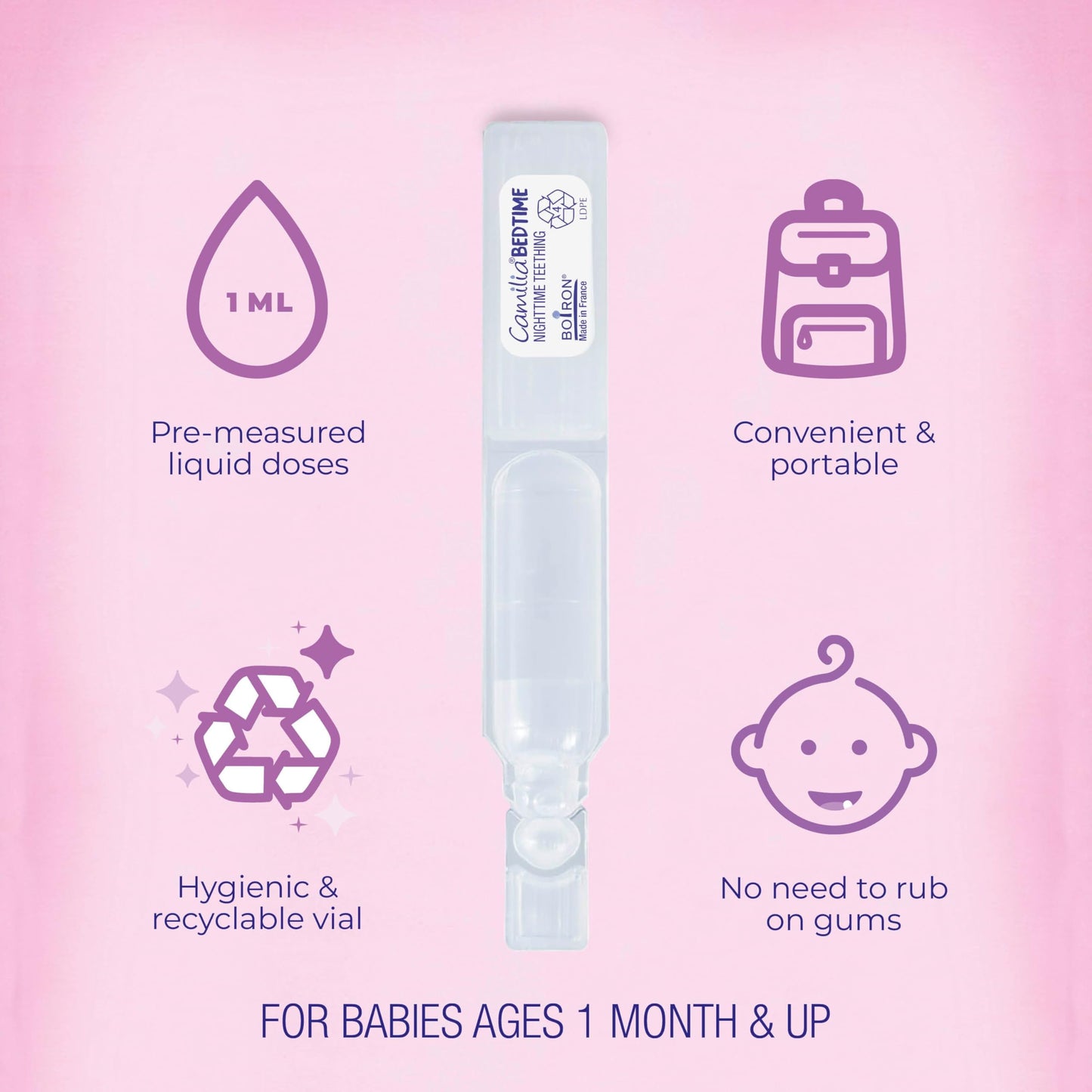 Boiron Camilia Teething Drops for Daytime and Nighttime Relief of Painful or Swollen Gums and Irritability in Babies - 30 Count
