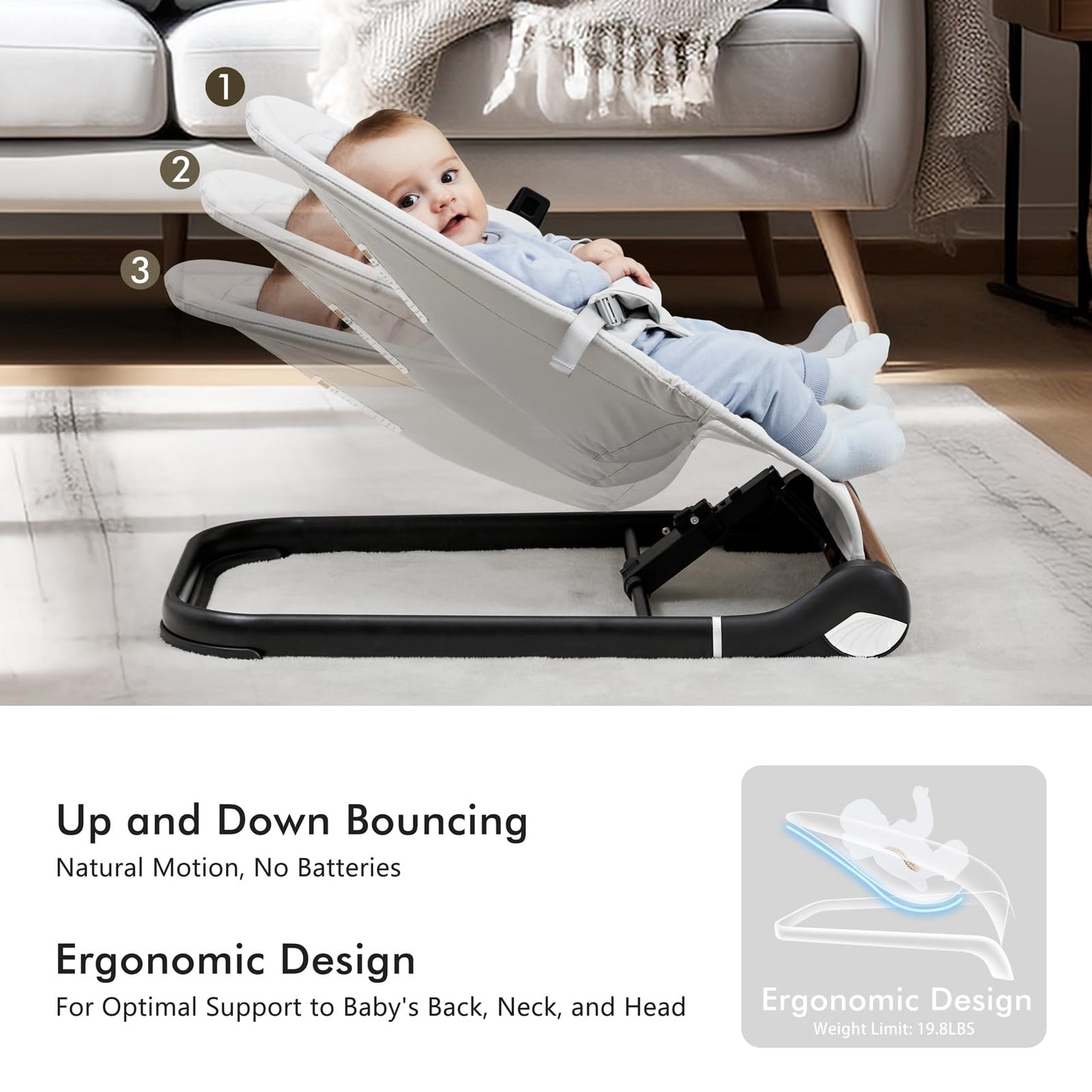 Baby Bouncer Chair - Comfortable Support for Your Little One's Blissful Moments (Normal, Black)
