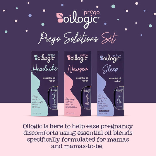 Oilogic Essential Oils Roll On Set, Pregnancy Solutions Set - 3-Piece Set Includes Sleep, Nausea & Headache Essential Oil Blends for Pregnant Moms