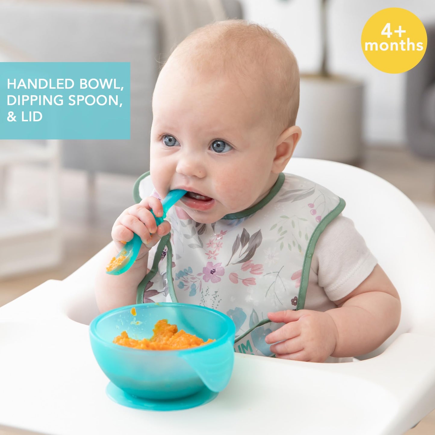 Bumkins Baby Bowls, Disney Minnie Mouse Silicone Baby Feeding Set, Suction Bowls for Baby and Toddler with Spoon, First Feeding Set, Platinum Silicone Bowl for Babies 4 Months