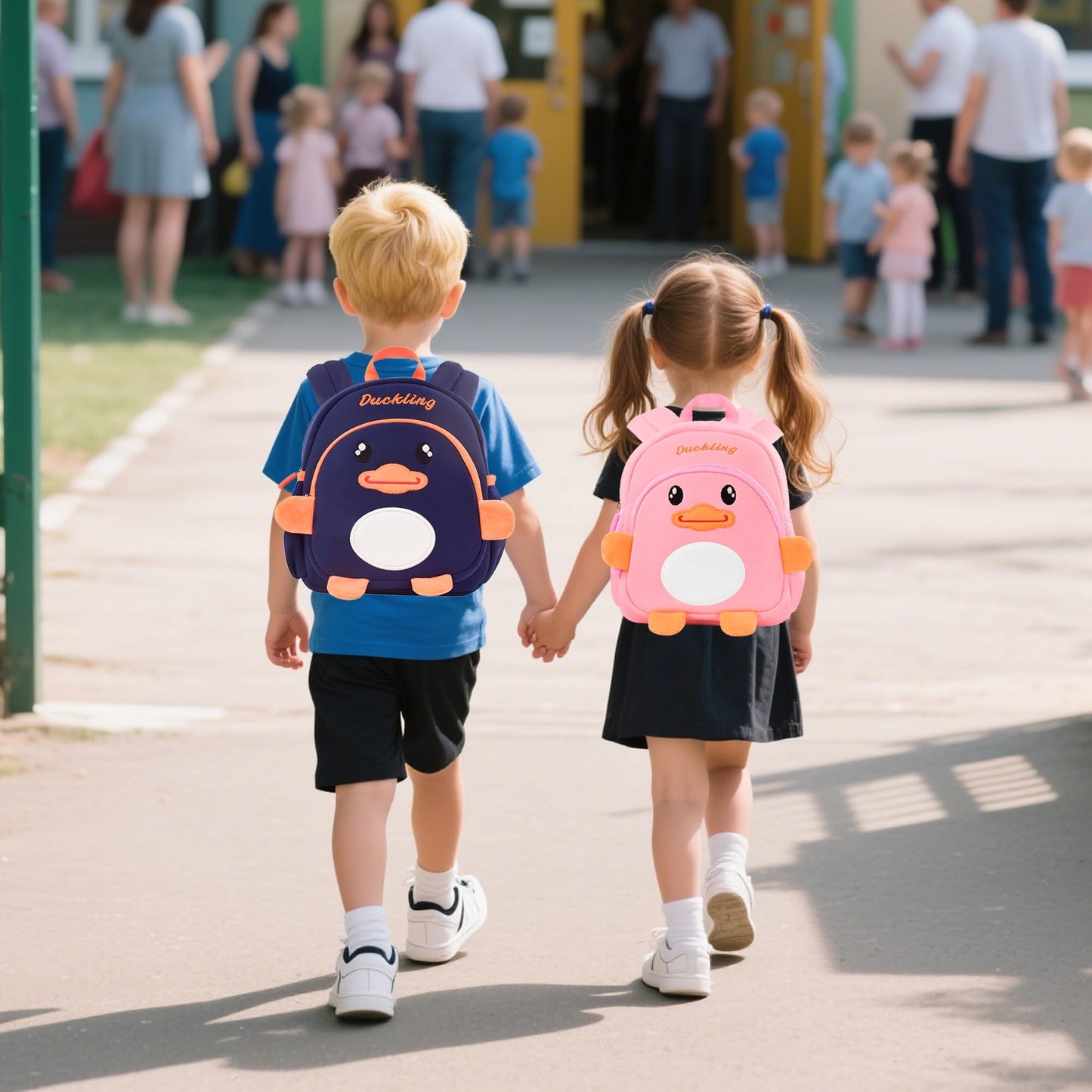 Toddler Backpacks for Boys Girls 2-4 Cute 3D Kids Duck Schoolbag with Baby Leash for Small Preschool Kindergarten Bookbag Cartoon Mini Travel Bags 10inch (Yellow)