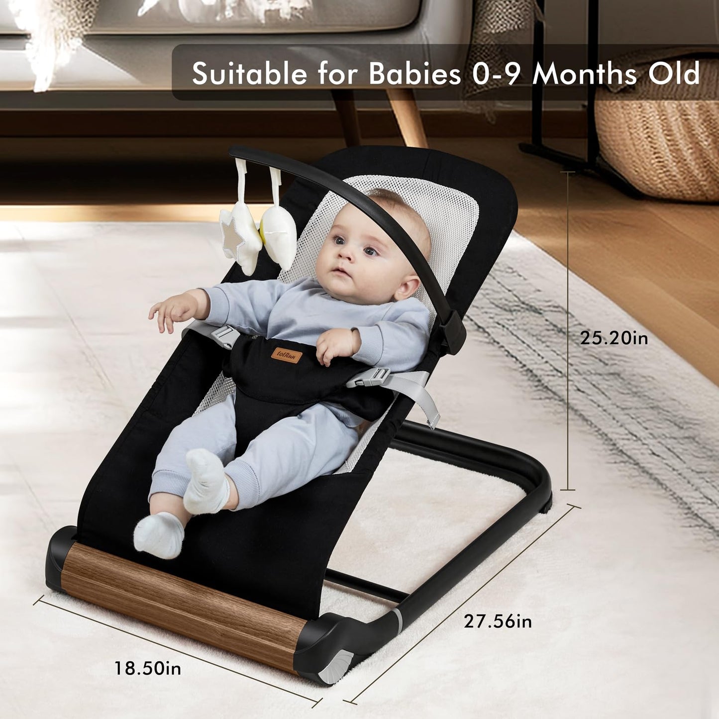 Baby Bouncer Chair - Comfortable Support for Your Little One's Blissful Moments (Normal, Black)