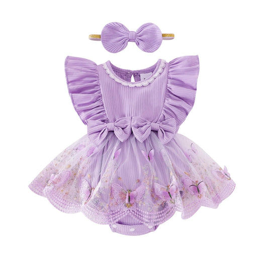 Baby Girl Clothes Newborn Summer Outfits Butterflies Embroidery Tulle Ruffle Sleeveless Infant Romper 0-18 Months