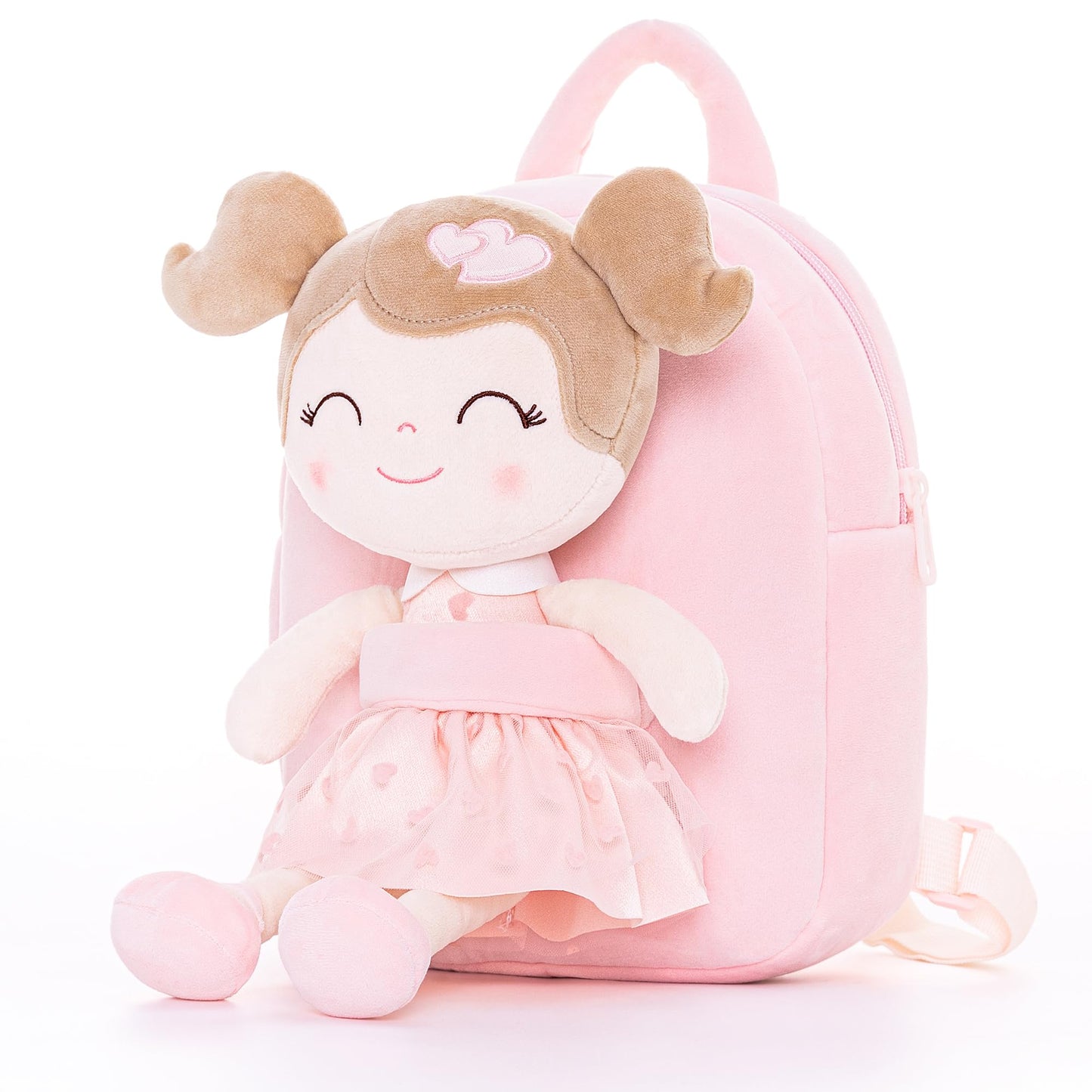Gloveleya Toddler Backpack Baby Ballerina Girl Gifts Plush Curly Hair Ballet Backpack - Black Blonde 9 inches