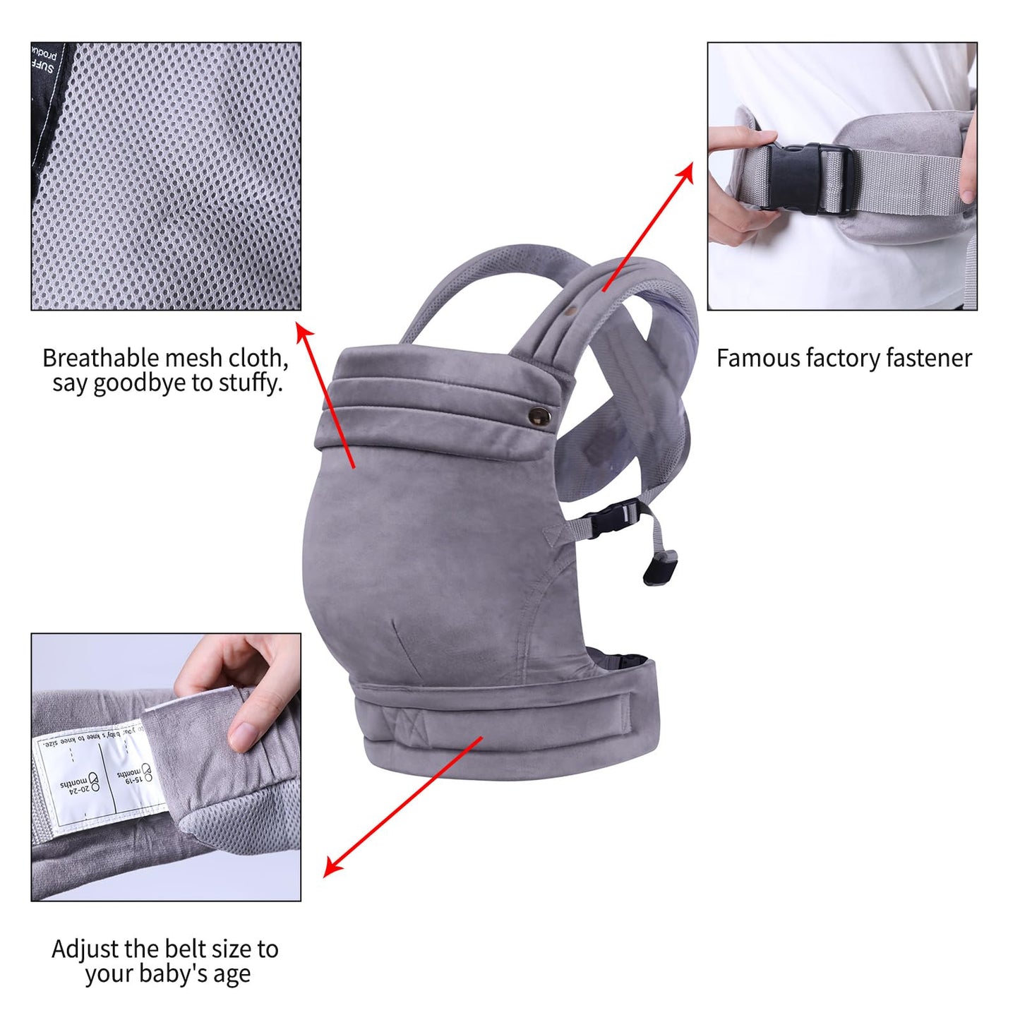Baby Carrier Newborn to Toddler - Ergonomic,Velvet Fabric Breathable Mesh Cozy and Lightweight Infant Carrier for 7-35lbs,Enhanced Lumbar Support Hands-Free Parenting,All Seasons,Blue