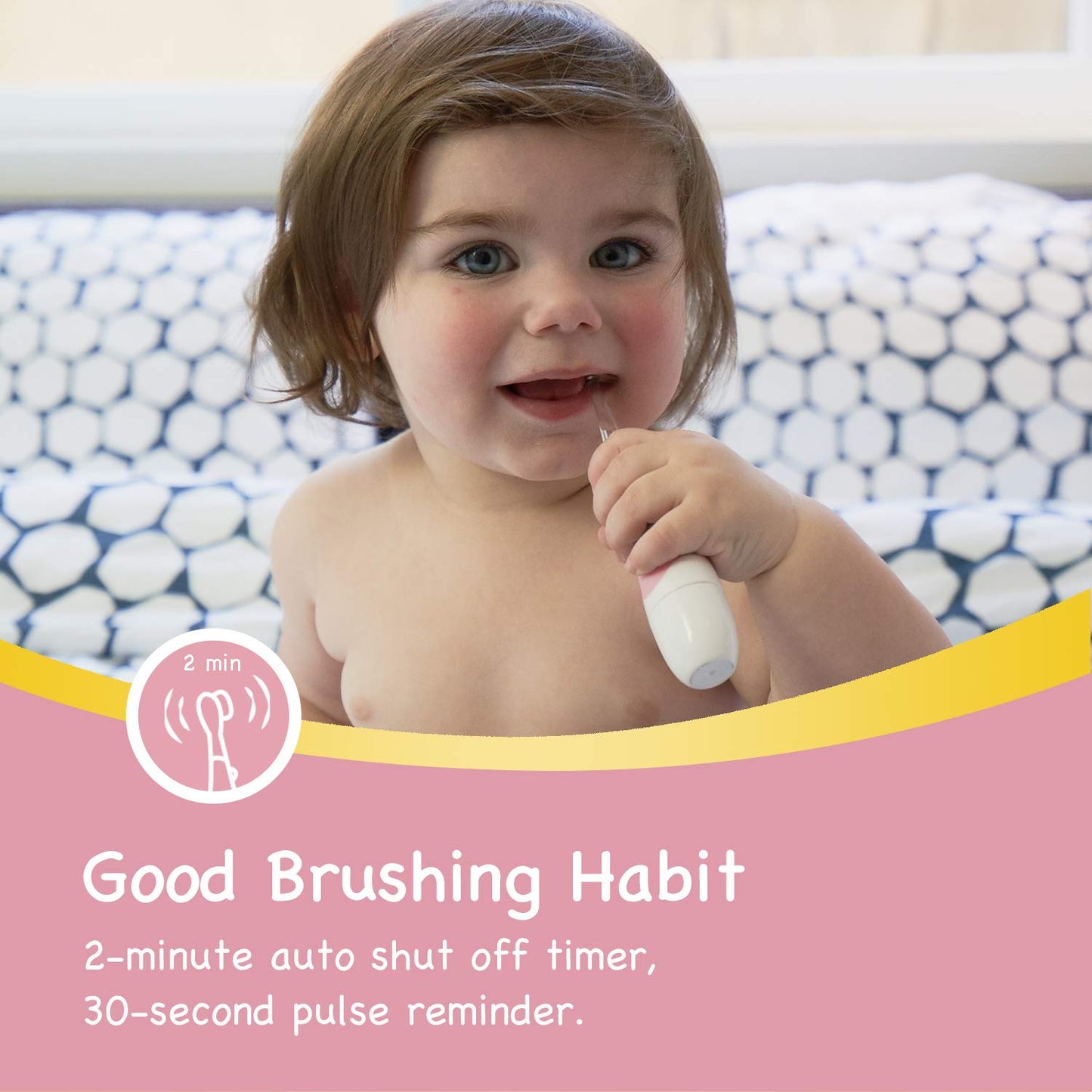 Papablic BabyHandy 2-Stage Baby Sonic Electric Toothbrush for Babies and Toddlers Ages 0-3 Years