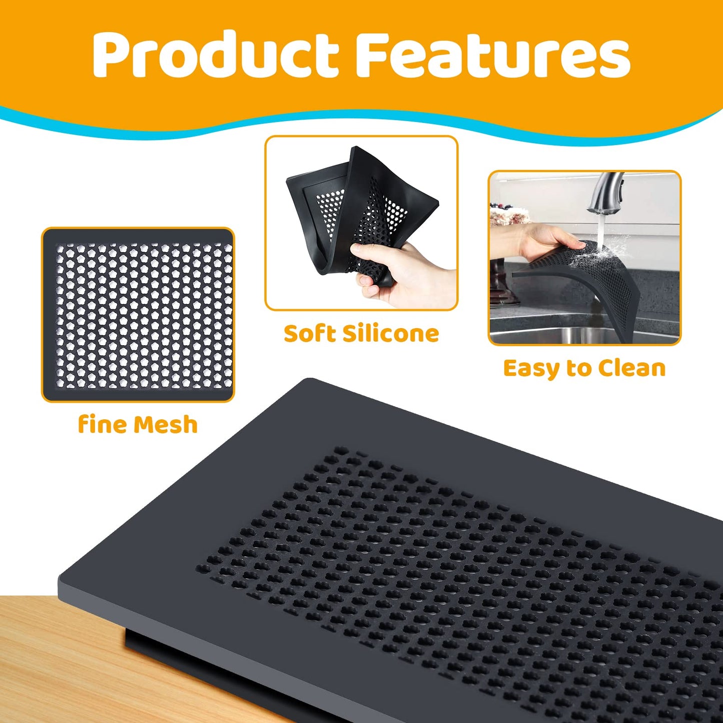 Orzbow Baby Proofing Soft Silicone Vent Cover for Home Wall/Ceiling/Floor Register,Child Proof Floor Air Vent Deflector Cover,Catches Debris Hair & Prevents Creepy Crawlies,Easy Install, Khaki,2 Pack