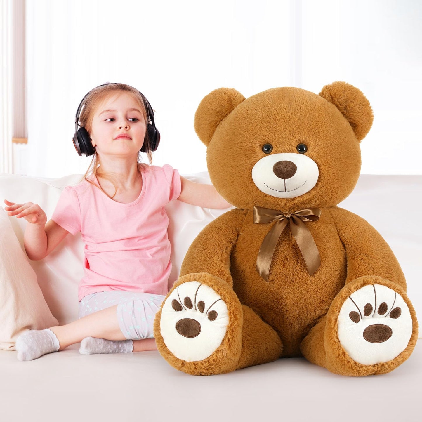 Muiteiur 49 inch Giant Teddy Bear Stuffed Animal, Big Bear Plush with Big Footprint, Great Gift for Party Decorations (Brown)
