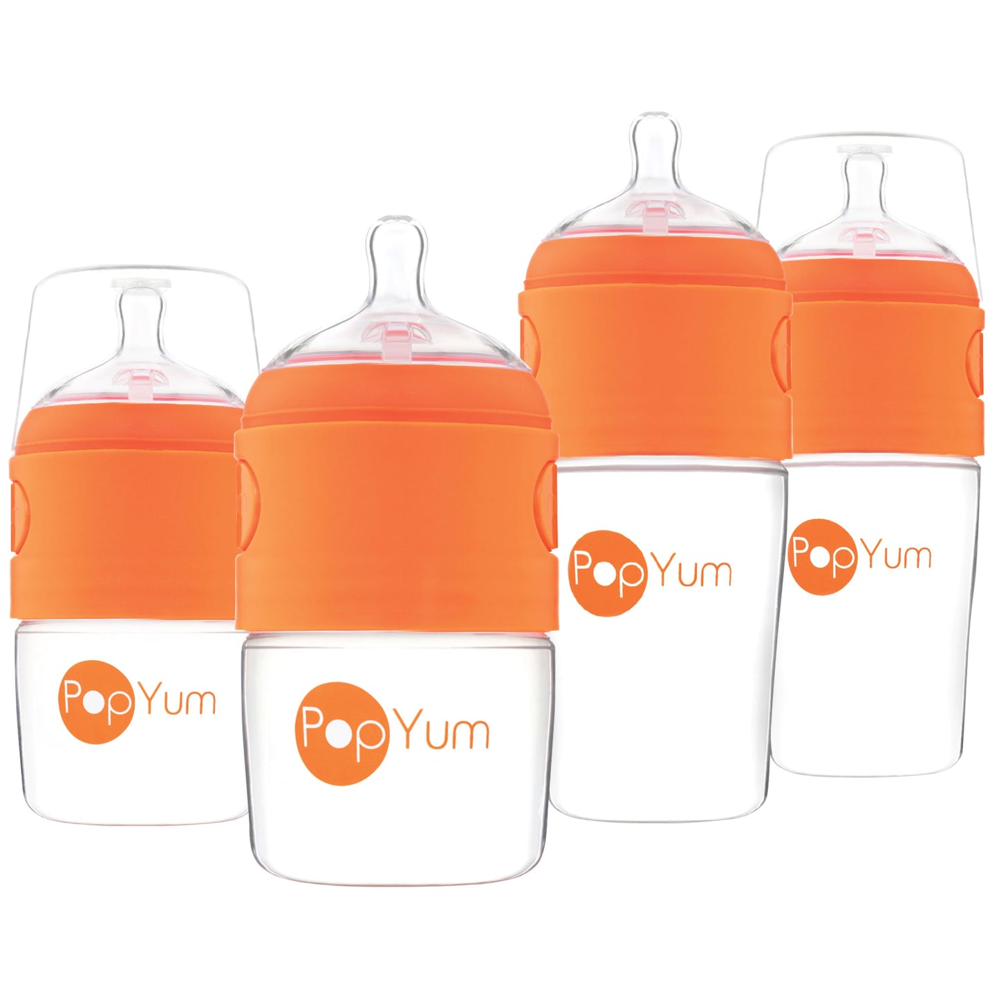 PopYum 9 oz Orange Anti-Colic Formula Making/Mixing/Dispenser Baby Bottle with #2 Medium Flow Nipple, 260 ml, BPA-Free, Natural Latch