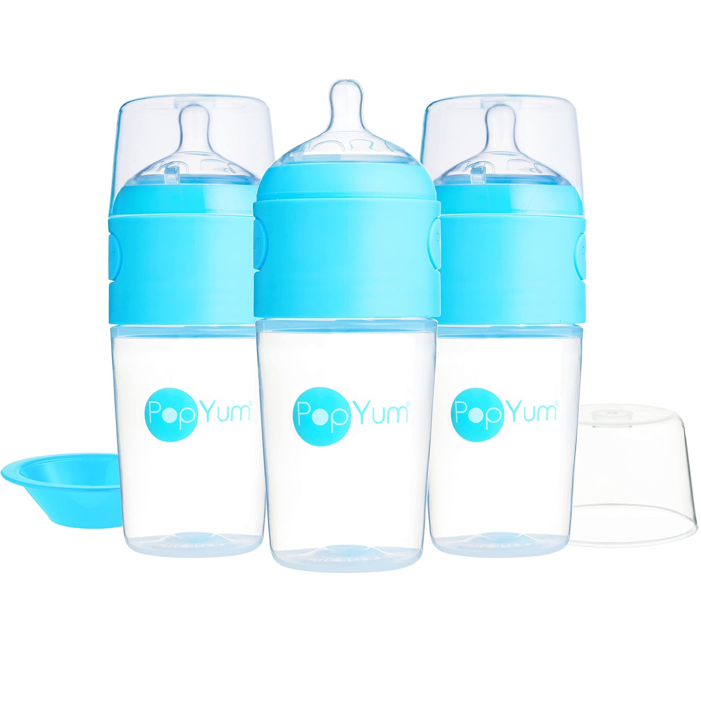 PopYum 9 oz Orange Anti-Colic Formula Making/Mixing/Dispenser Baby Bottle with #2 Medium Flow Nipple, 260 ml, BPA-Free, Natural Latch