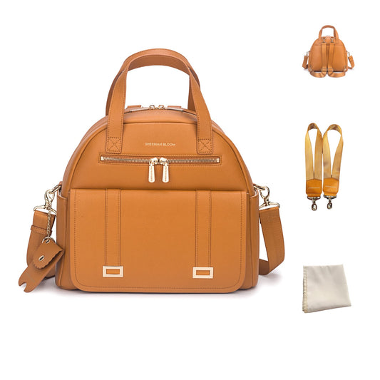 New and Upgraded Diaper Bag Backpack, Leather Baby Bag Tote Diaper Backpack with Changing Pad, Hand Sanitizer Holder Stroller Hooks, Lightweight Stylish Mommy Bag Daisy Collection