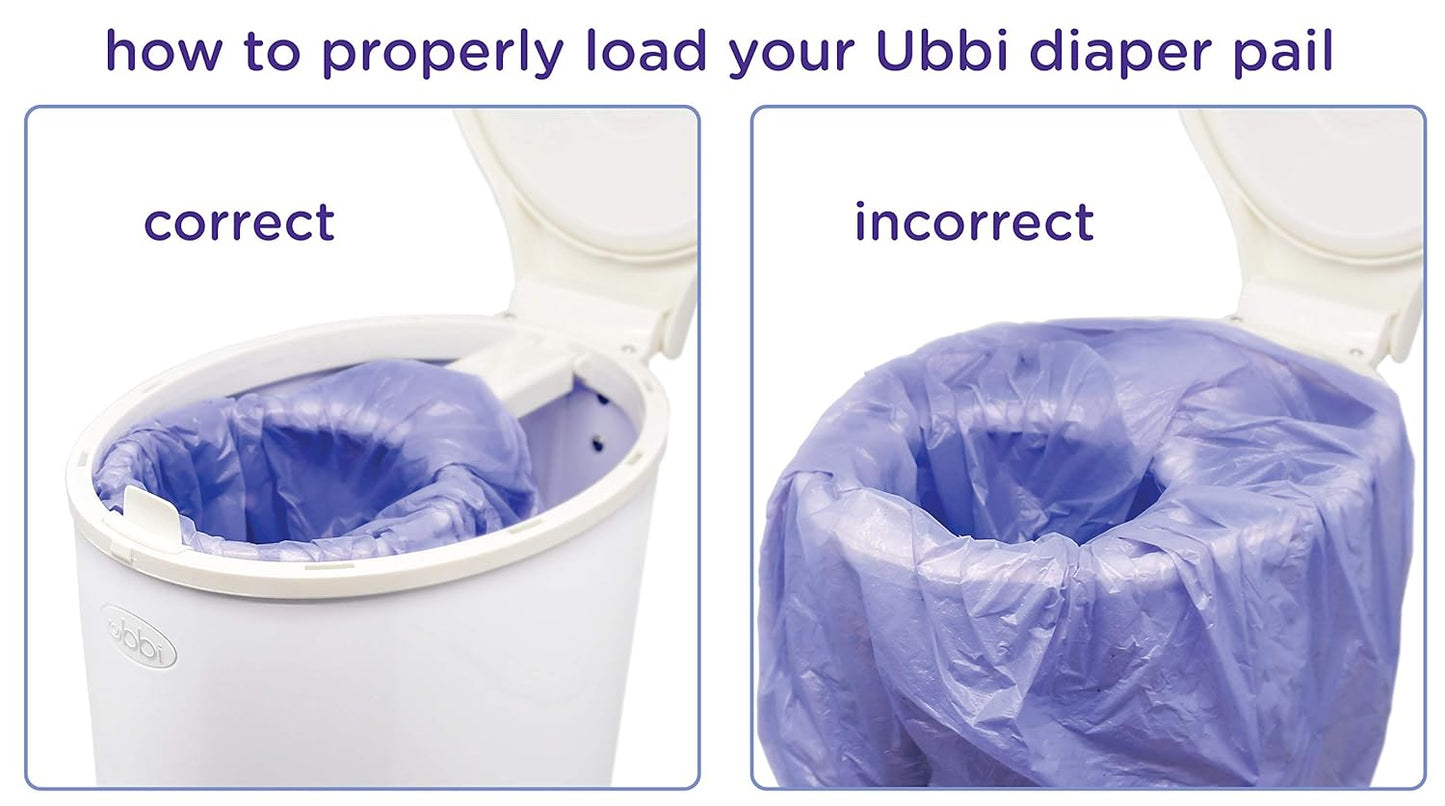 Ubbi Steel Odor Locking & Disposable Diaper Pail Plastic Bags, Single Pack, 25 Count, 13-Gallon Bags