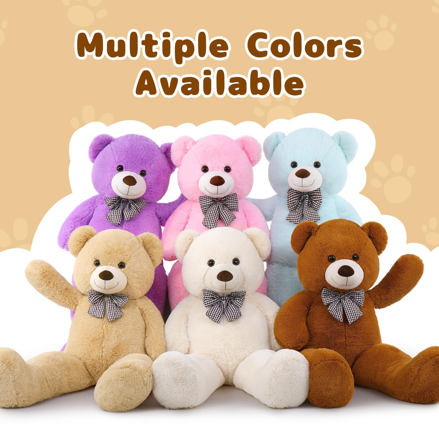 MaoGoLan Giant Big Teddy Bear 4 Feet 47 inch Life Size Tan Plush Bear Brown Stuffed Animal for Children Boyfriend