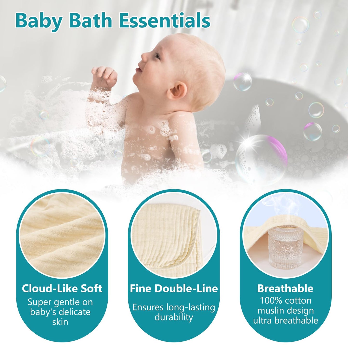 PHF 2 Pack Baby Hooded Towels, 100% Muslin Cotton Baby Bath Towel with Hood for Newborn, Infant, Toddler, Ultra Soft and Absorbent Baby Essentials Bath Towels for Girls, 32x32Inch, Floral
