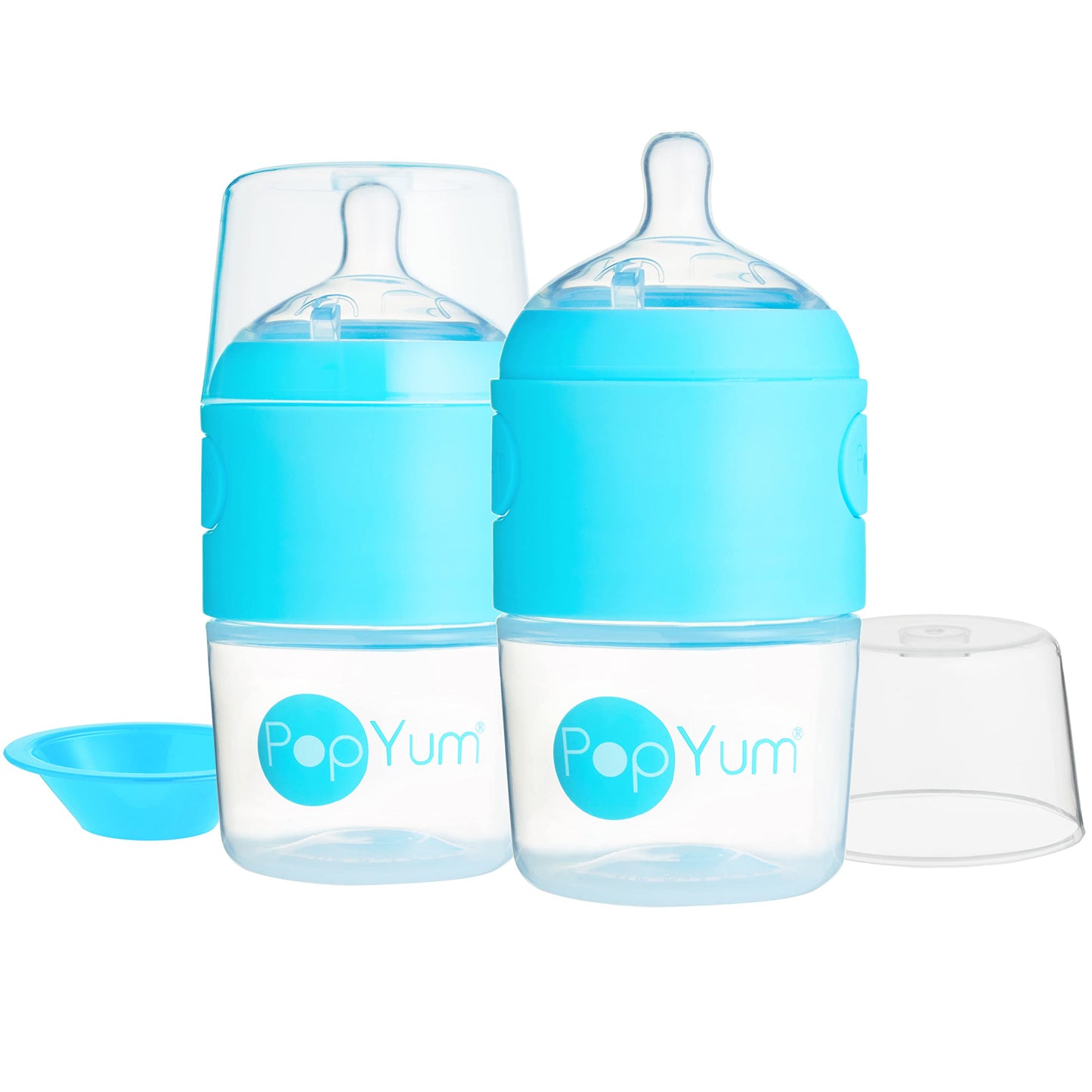PopYum 9 oz Orange Anti-Colic Formula Making/Mixing/Dispenser Baby Bottle with #2 Medium Flow Nipple, 260 ml, BPA-Free, Natural Latch