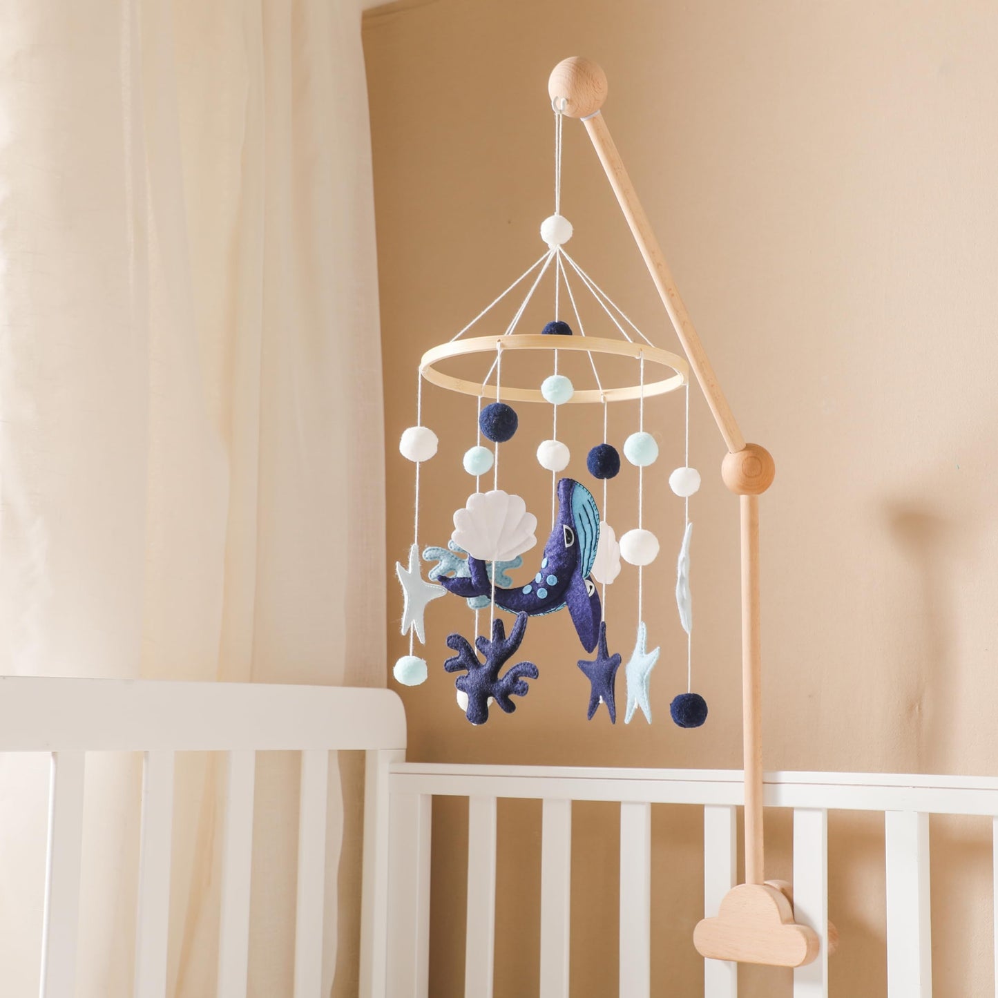 EERKEOD Baby Crib Mobile Bear Nursery Mobile for Boys Girls Teddy Velvet Mobile Nursery Decor for Infant Bedroom Hanging Baby Mobile for Bassinet Newborn Baby Gift(Brown Bear)
