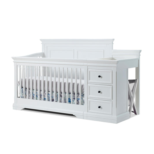 Sorelle Furniture Portofino Crib,Classic 4-In-1 Convertible Crib,Brushed Ivory Crib Made of Wood,Non-Toxic Finish, Wooden Baby Bed,Toddler Bed,Child’s Daybed and Full-Size Bed-Ivory