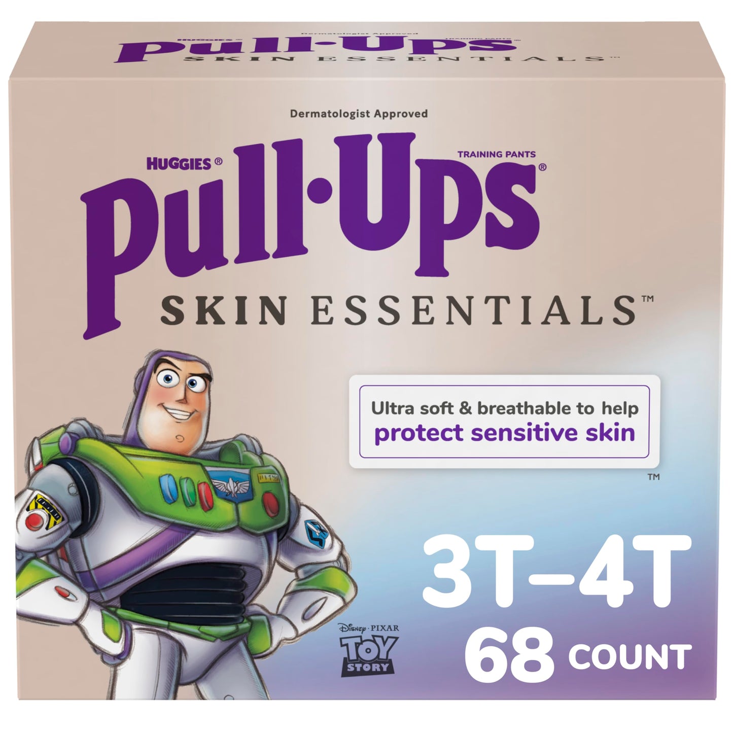 Pull-Ups Boys' Skin Essentials Potty Training Pants, Training Underwear, 2T-3T (16-34 lbs), 124 Ct (4 Packs of 31)