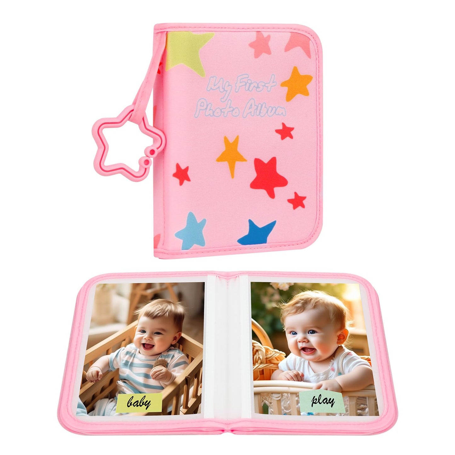 Baby's My First Photo Album for Baby Holds 21 4x6 Photos, Baby Photo Album Soft Cloth Family Book, My First Family Album for 4x6 Baby Shower Kids Toddlers Family Pictures, Toddler Photo Album (Blue)