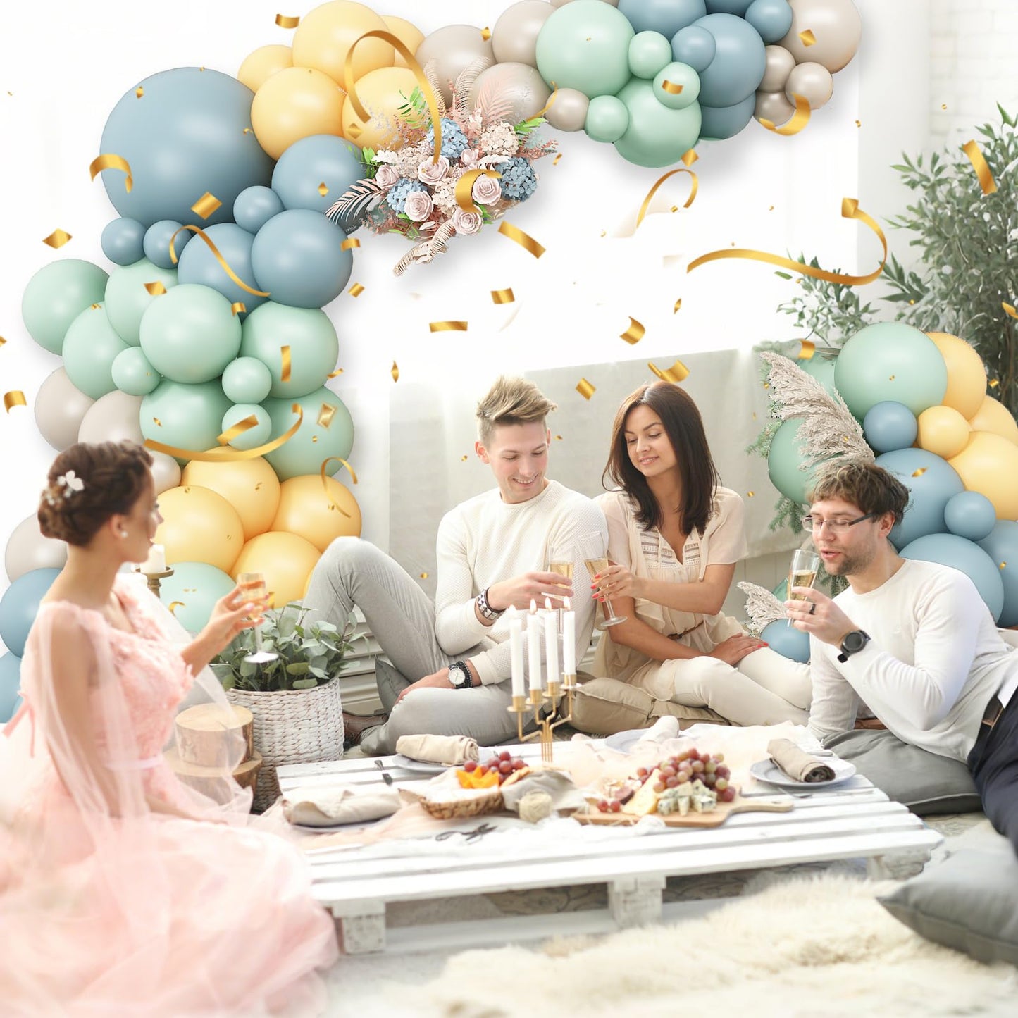 Ivory White Balloon Arch Kit,Boho Balloon Garland with Pastel Orange Cream Beige Champagne Gold White Sand Balloons for Neutral Baby Shower Wedding Boho Bridal Party Decorations