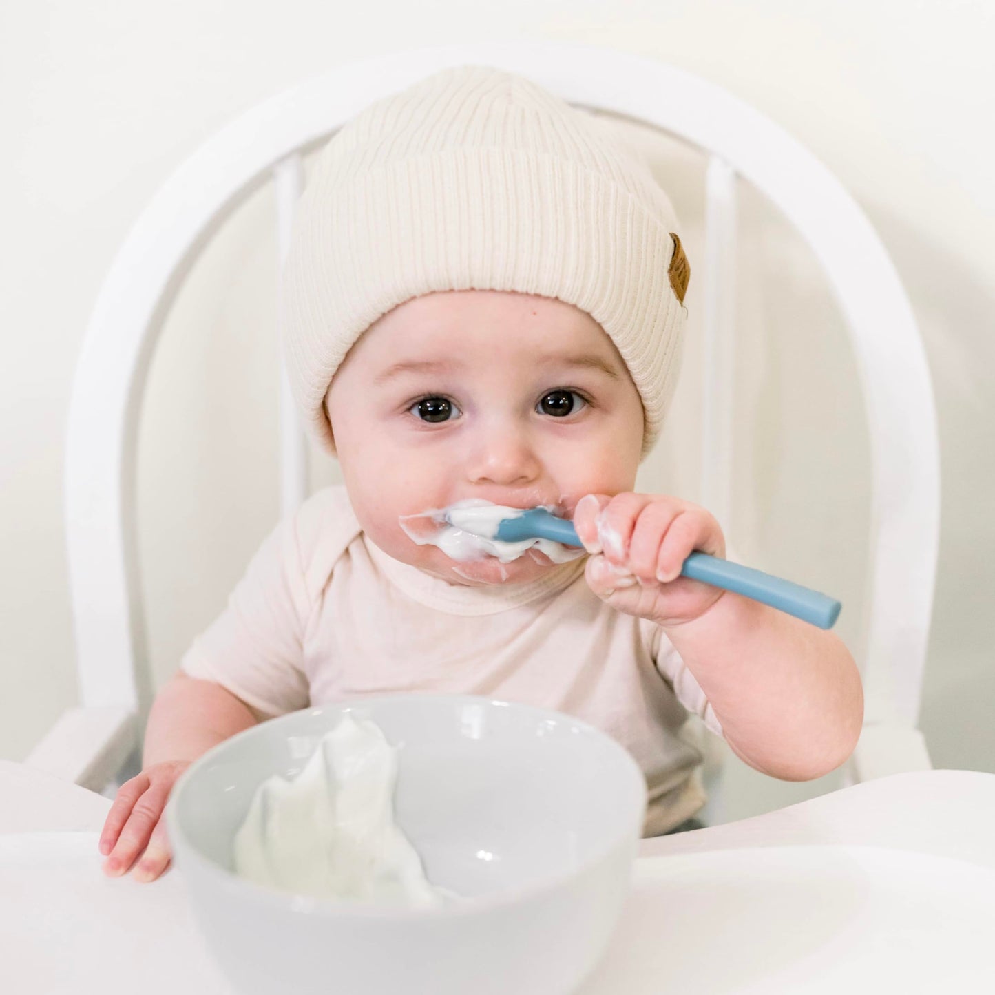 Ryan & Rose Ultimate Utensil Set of 3 Silicone Baby Spoons Silicone baby feeding set for baby led weaning, baby spoons self feeding 6 months, baby utensils, toddler utensils (Rose), Child