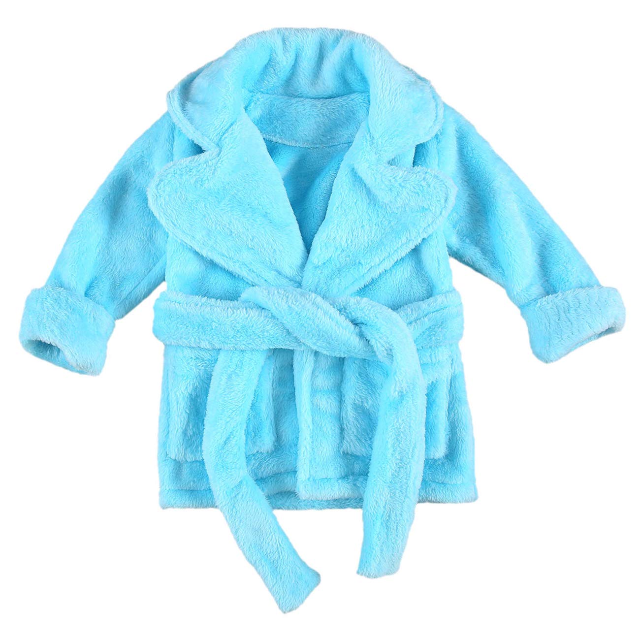 Qiylii Unisex Baby Plush Bathrobe Plain Kimono Gown Newborn Toddler Girls Boys Towel Robe Nightwear Clothes