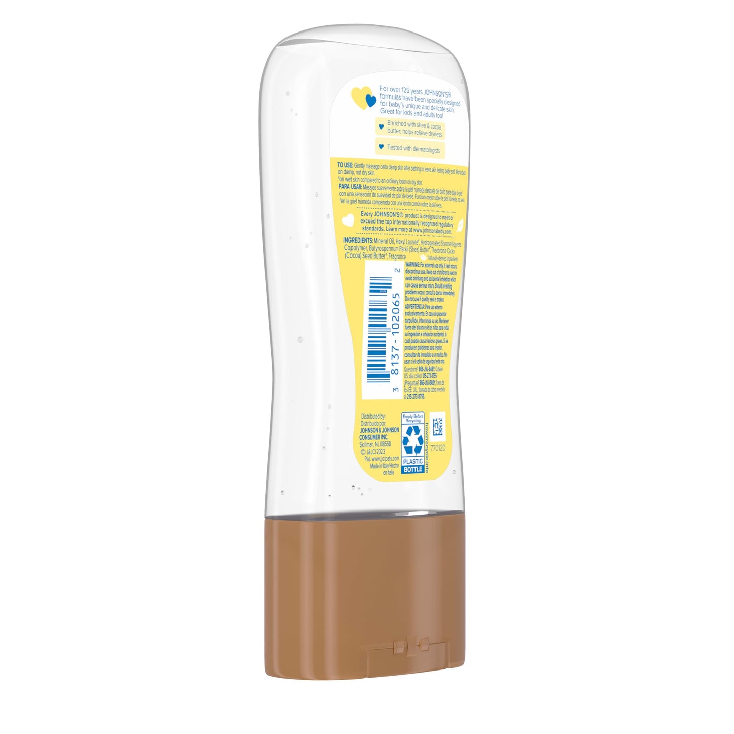 Johnson's Baby Oil, Mineral Oil Enriched with Shea & Cocoa Butter to Prevent Moisture Loss, Hypoallergenic, 20 fl. oz
