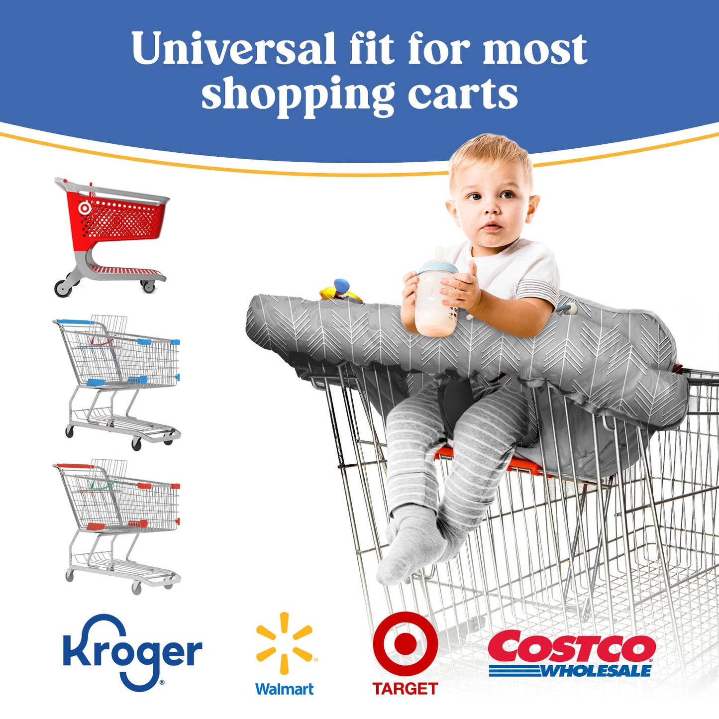 Shopping Cart Cover for Baby PILLANI, High Chair Cover for Restaurant Seat, Grocery Cart Cover for Baby Girl and Boy, Cotton Buggy Covers for Babies, Toddler Shopping Cart Cover