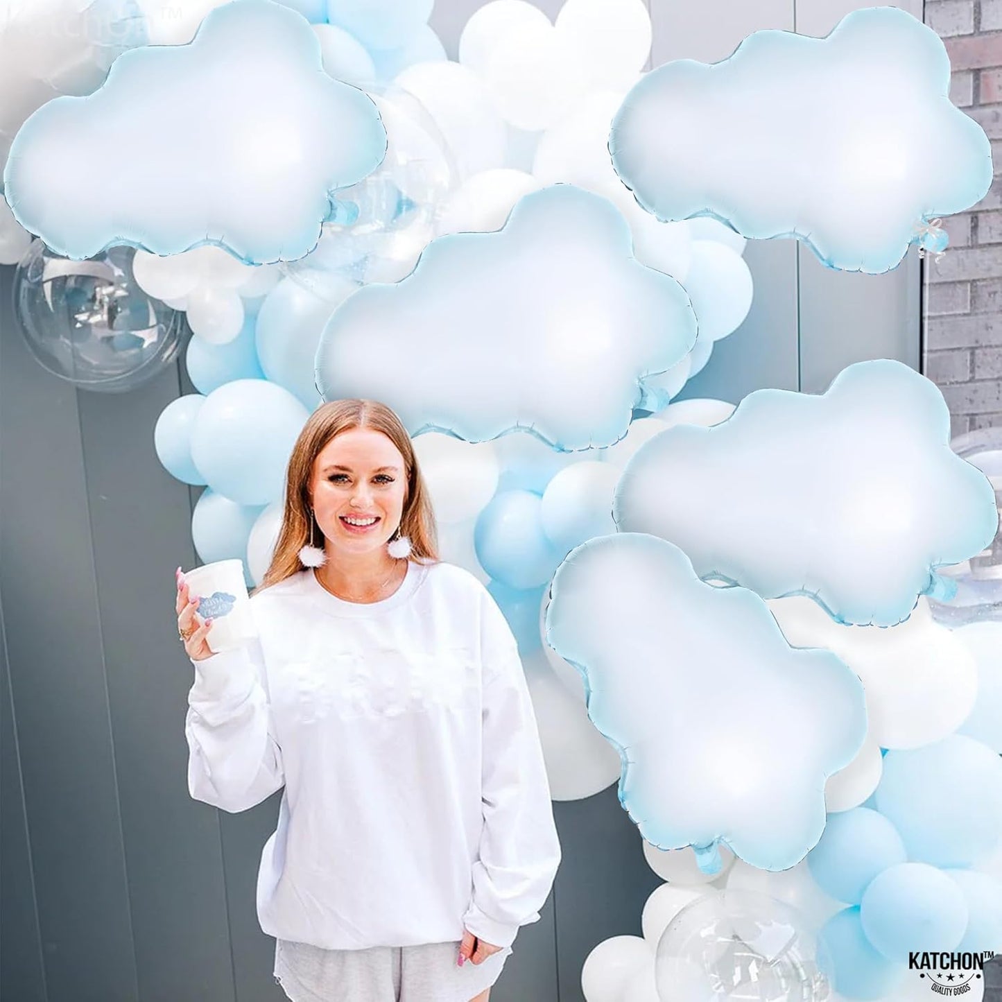 KatchOn, Huge Cloud Balloons Set - 30 Inch, Pack of 5 | Cloud Balloons Kit for Party Decorations |Balloon Party Supplies for Happy Baby Shower Decorations, Sky Party Decor