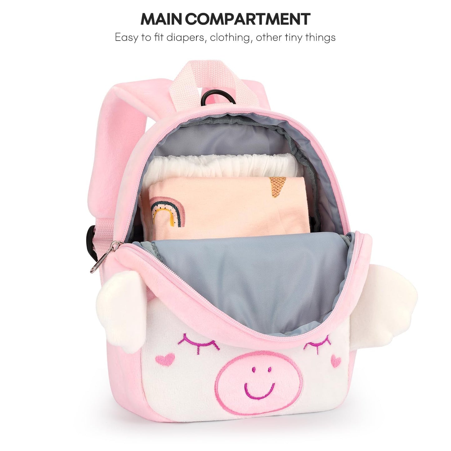 mibasies Toddler Backpacks for Girls 2-4: Plush Backpack -3D Animal Cartoon Mini Travel Bag -10 inch Toddler Backpack Leash