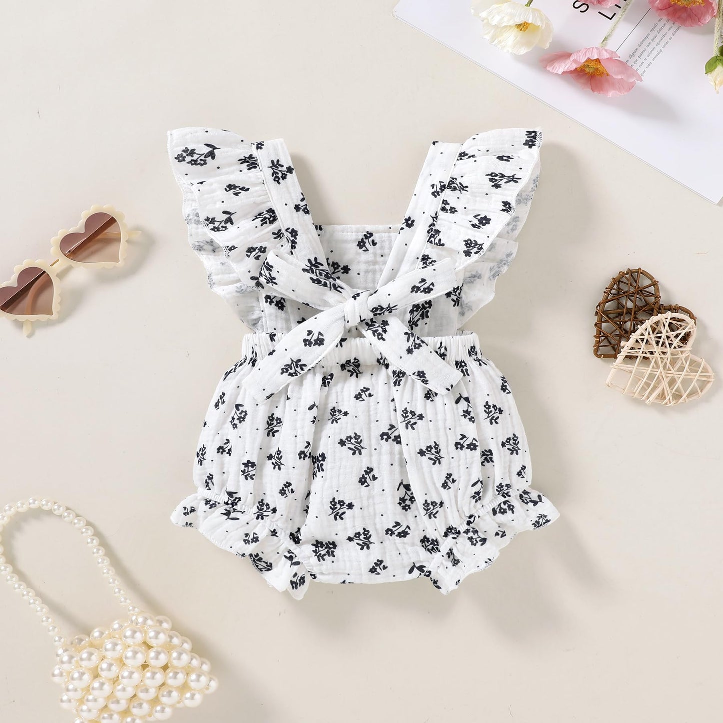 Happy Town Newborn Baby Girl Clothes Infant Summer Romper Sleeveless Floral Cute Outfits One Piece Jumpsuit Bodysuit