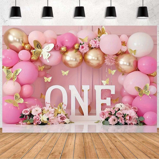 Pink Bear Hot Air Balloon Backdrop Girl Bear Balloons Baby Shower Background Girl 1st Birthday Party Banner Newborn Baby Shower Party Cake Table Decoration Photo Booth Props(Pink, 7x5ft)