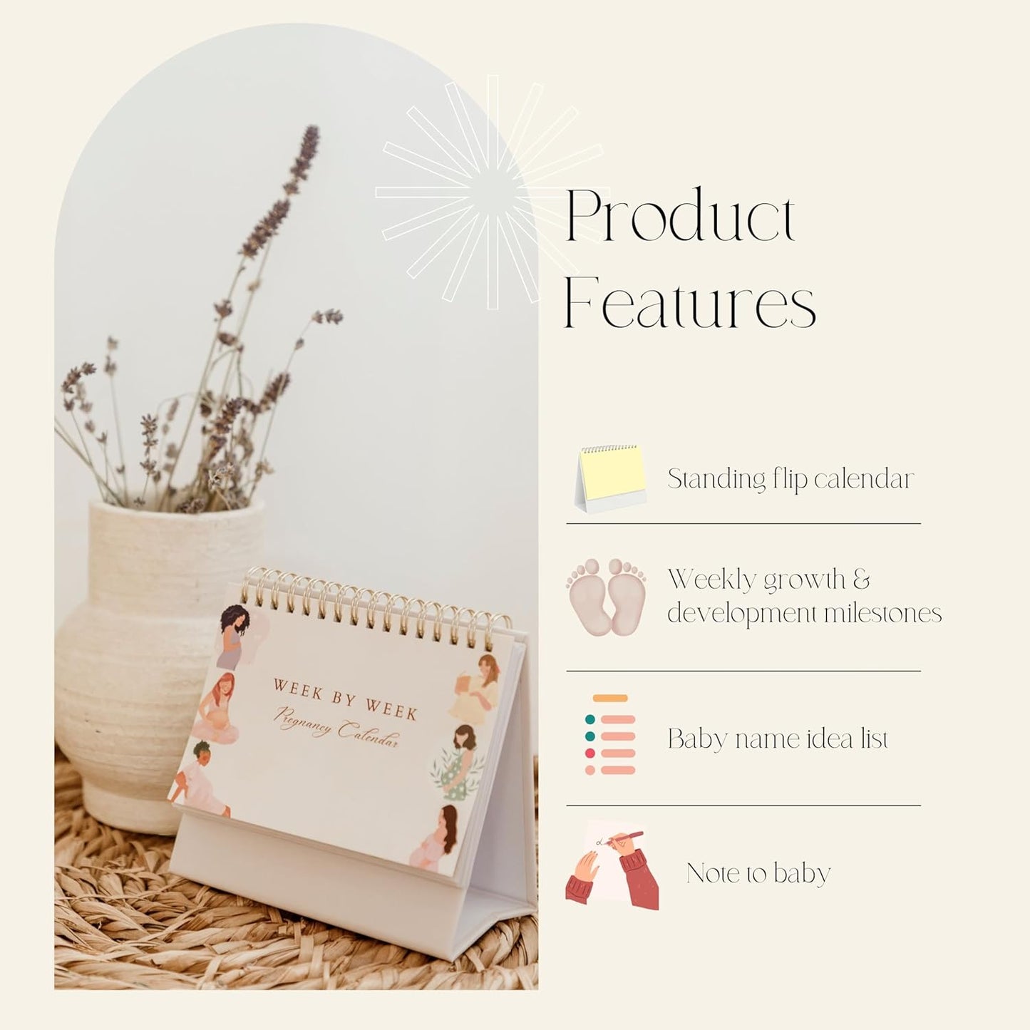 Mulberry Lane Co. Faith-Filled Weekly Pregnancy Milestone Calendar – Pregnancy Must Haves, First-Time Mom Essentials, Monthly Baby Tracker with Scripture, Pregnancy Gifts for Expecting Moms
