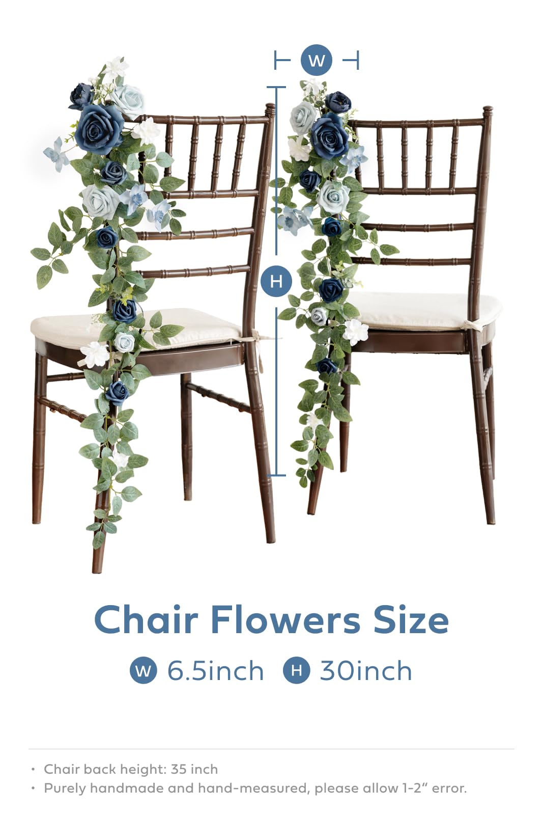 Ling's Moment 10pcs Wedding Chair Decorations Aisle Floral Swag Artificial Pew Flowers Hanging Garland Pink Blush & Cream For Ceremony Reception Church Rose Floral Faux Arrangement Party Outdoor Decor