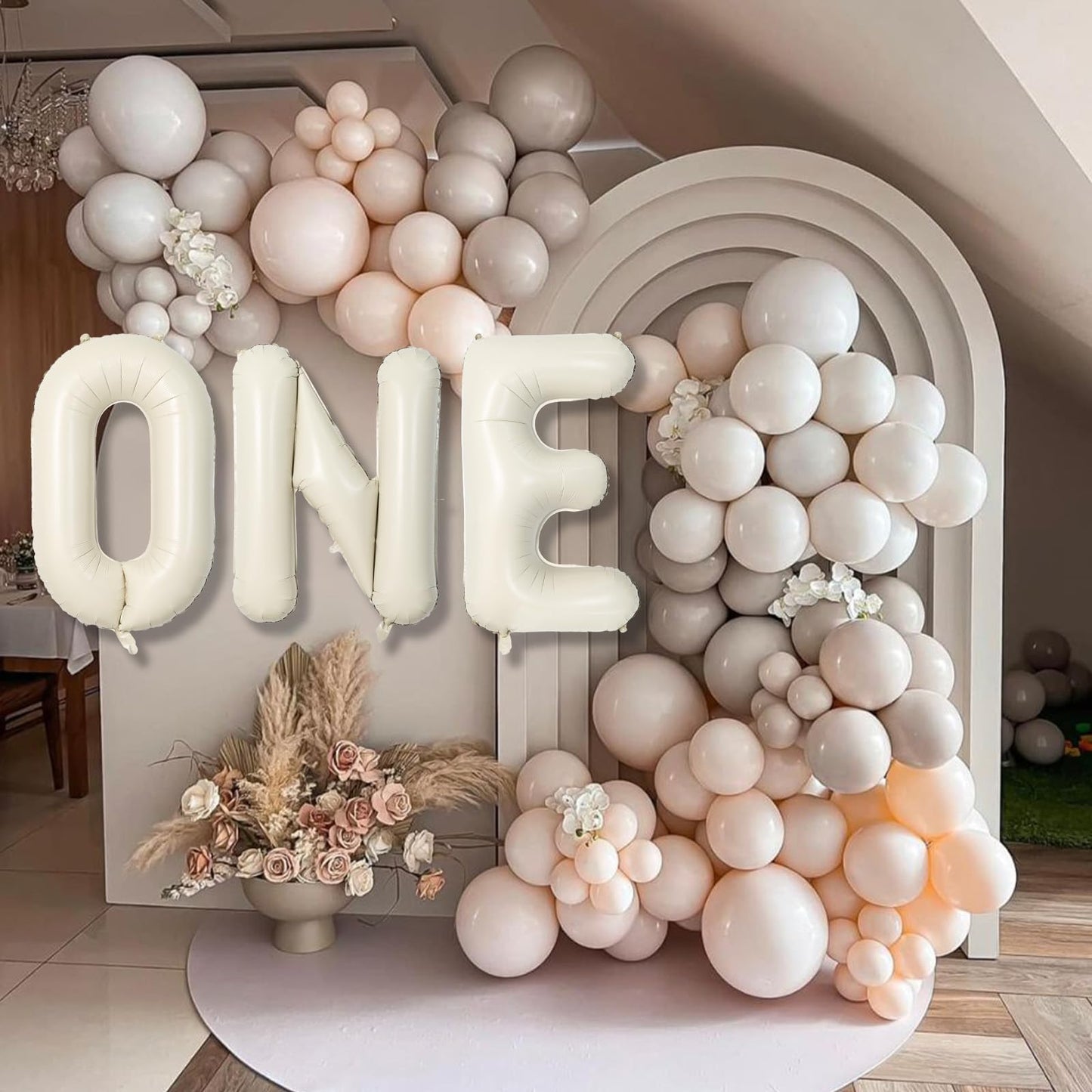 40 Inch Beige OH BABY Balloon for Baby Shower, Large Cream White Oh Baby Balloons Letters with Ribbon, Neutral Ivory Alphabet Oh Baby Balloon Banner Sign for Gender Reveal Backdrop Party Decorations