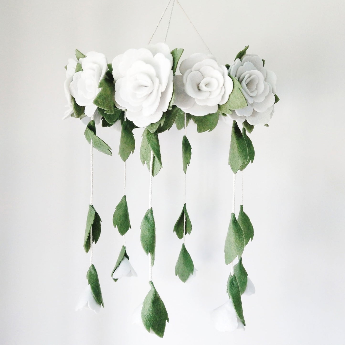 Baby Crib Mobile (Felt Rose) - Baby Shower Gift Nursery Decorations - Handmade Floral Decor for Girls